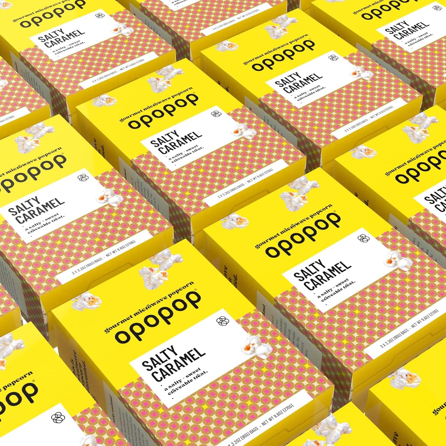 Opopop Microwave Popcorn - Salty Caramel 2.8 oz., 9-Count - Sweet and Salty, Flavored Popcorn, Non-GMO