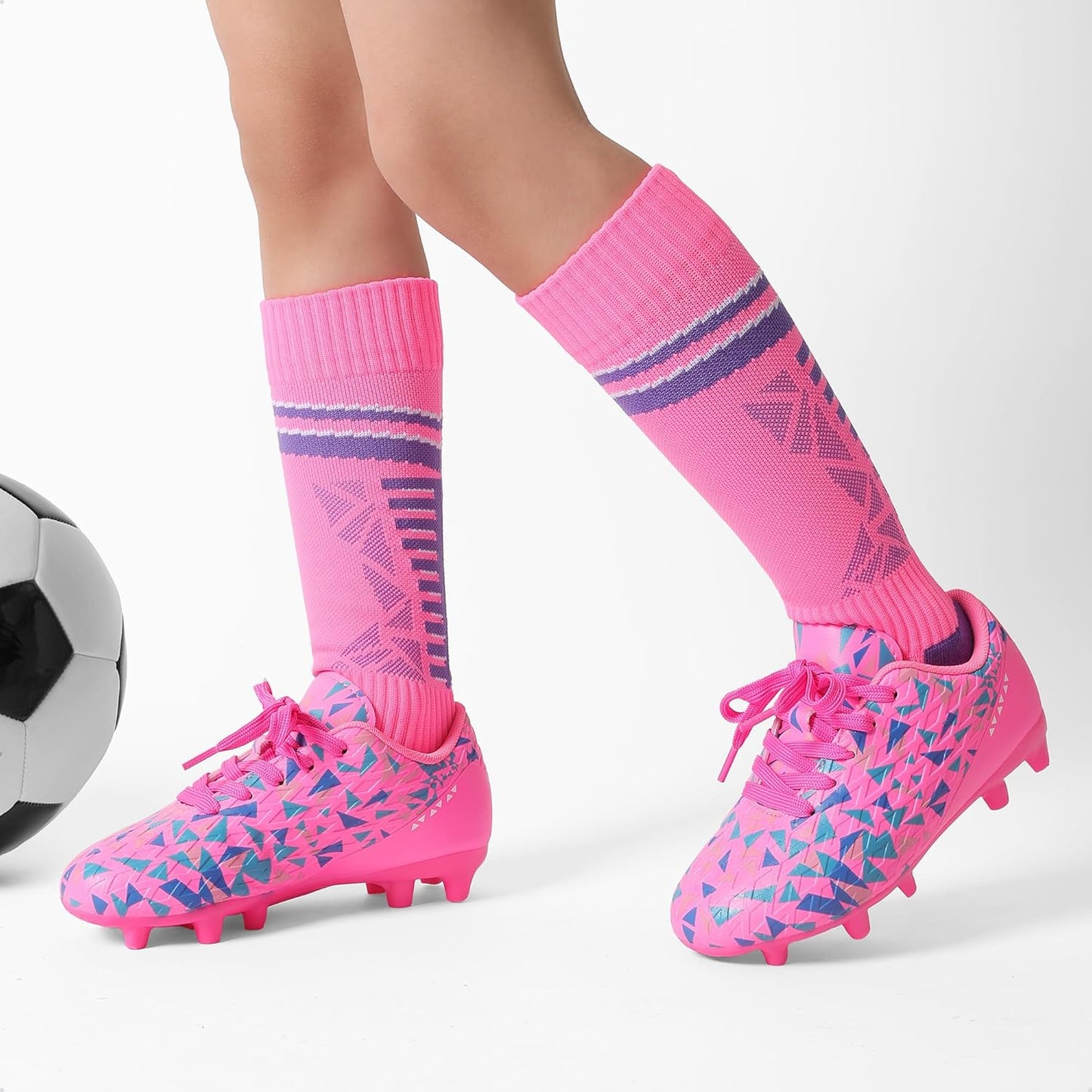 DREAM PAIRS Boys Girls Soccer Cleats Youth Firm Groud Athletic Outdoor Trainning Football Shoes for Little/Big Kid