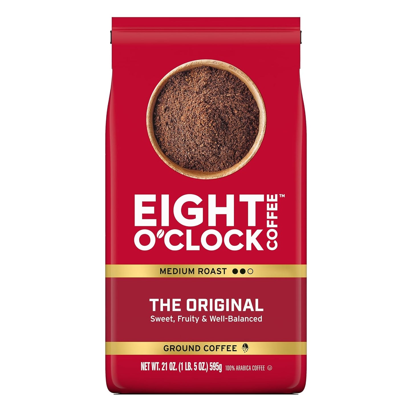 Eight O'Clock Coffee The Original Ground Coffee, Medium Roast, 21 Ounce (Pack of 1) - Sweet, Fruity, Well Balanced