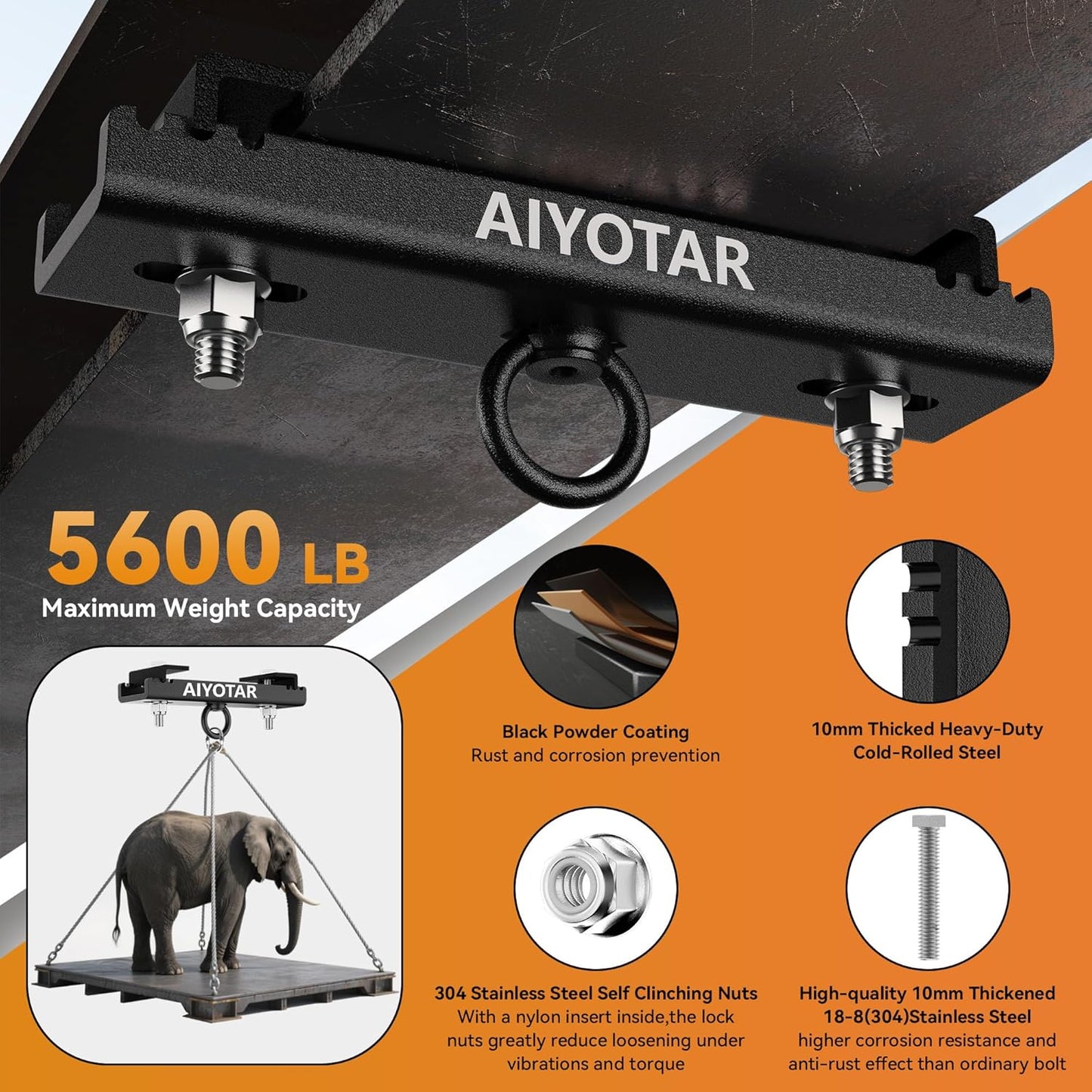 I Beam Clamp Hanger Mount, Heavy Duty Steel Beam Clamp, Heavy Punching Boxing Bag Hanger 5600LB Maximum Bearing Capacity H beam clamp hanger for Boxing Muay Thai MMA Training Gym Swing Trapeze Hammock