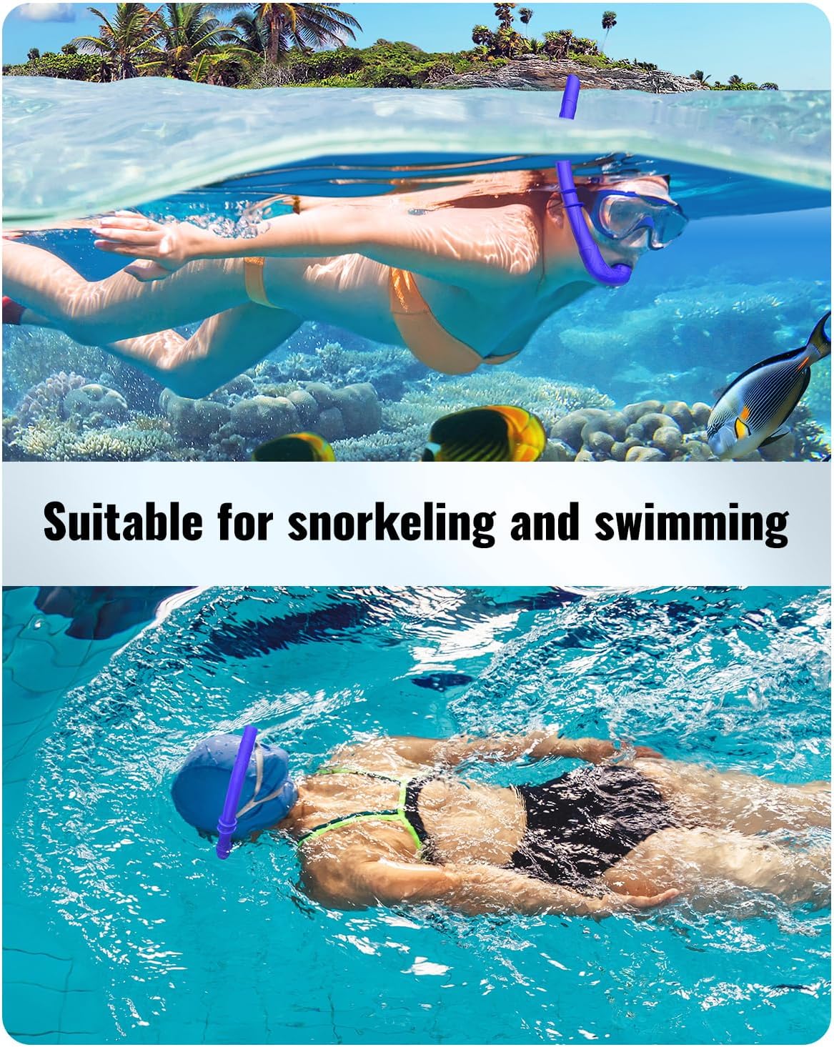 W WSTOO Adults Diving Snorkel Breathing Tube Silicone Flexible Foldable Snorkel Anti-Drop for Freediving Swim Training,Diving and Scuba Diving,Easy to Carry for Travel