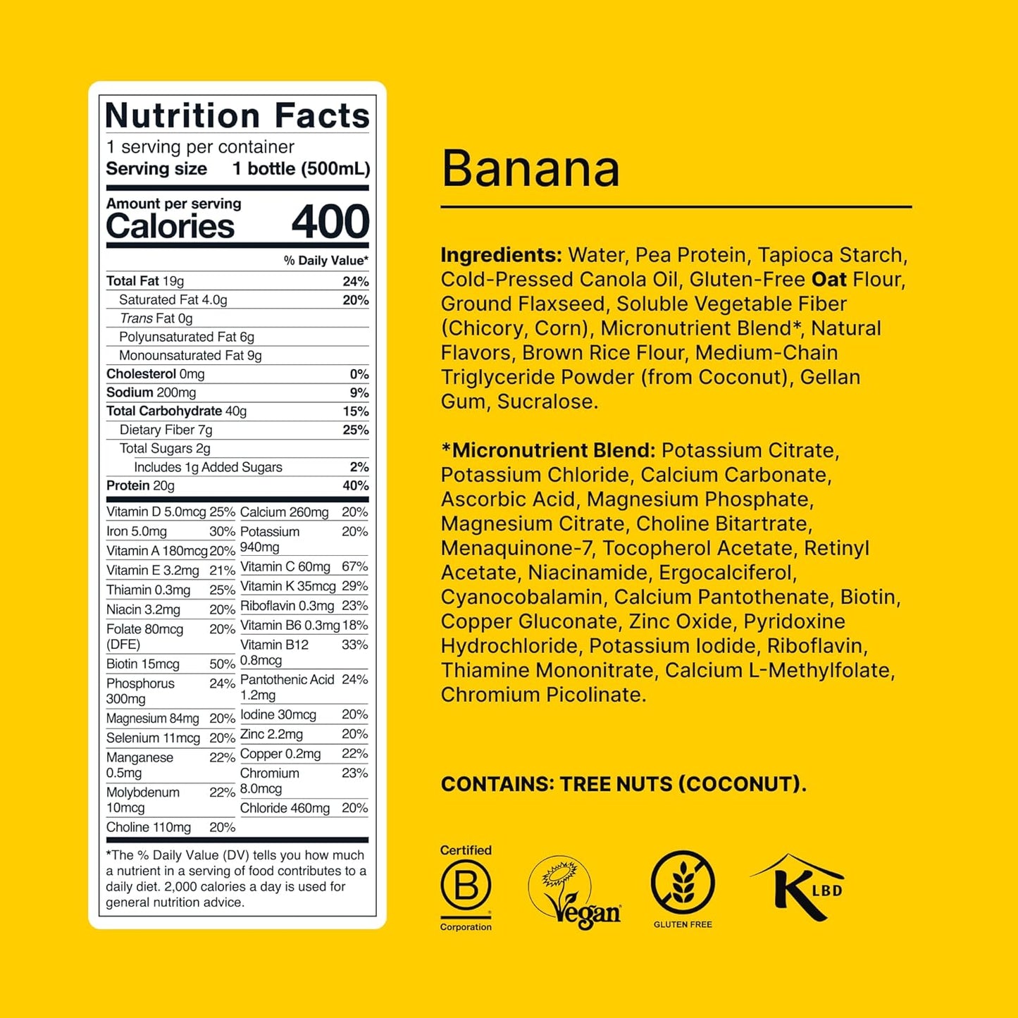 Huel Ready-to-Drink | Banana Meal Replacement Drink | High Protein Drink | Nutritionally Complete, Low Sugar, High Fiber, Plant Based, Vegan, Healthy | 20g Protein Per Bottle, 16.9 Fl Oz (12 Pack)
