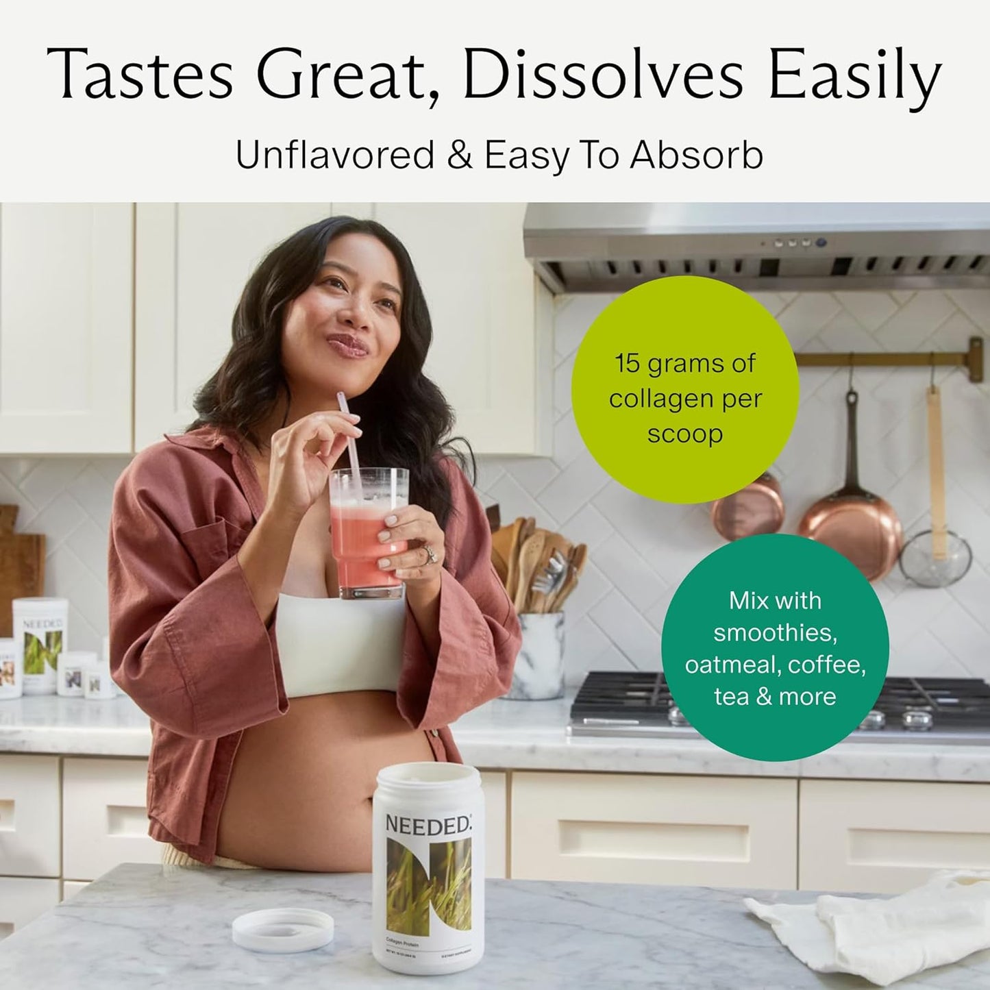 Needed. Hydrolyzed Collagen Protein Powder | Expert-Backed & Clean Sourced | Supports Skin, Hair, Joints | Grass-fed, Pasture-Raised, Hormone-Free | 1lb