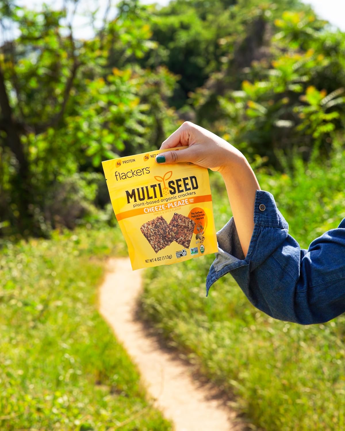 Flackers Organic Cheeze-Pleaze Multi-Seed Crackers, 4 Ounce 6-Pack, Gluten Free, Non GMO, Vegan, Keto Snack, 6g protein, 6g Fiber, 2g Net Carbs