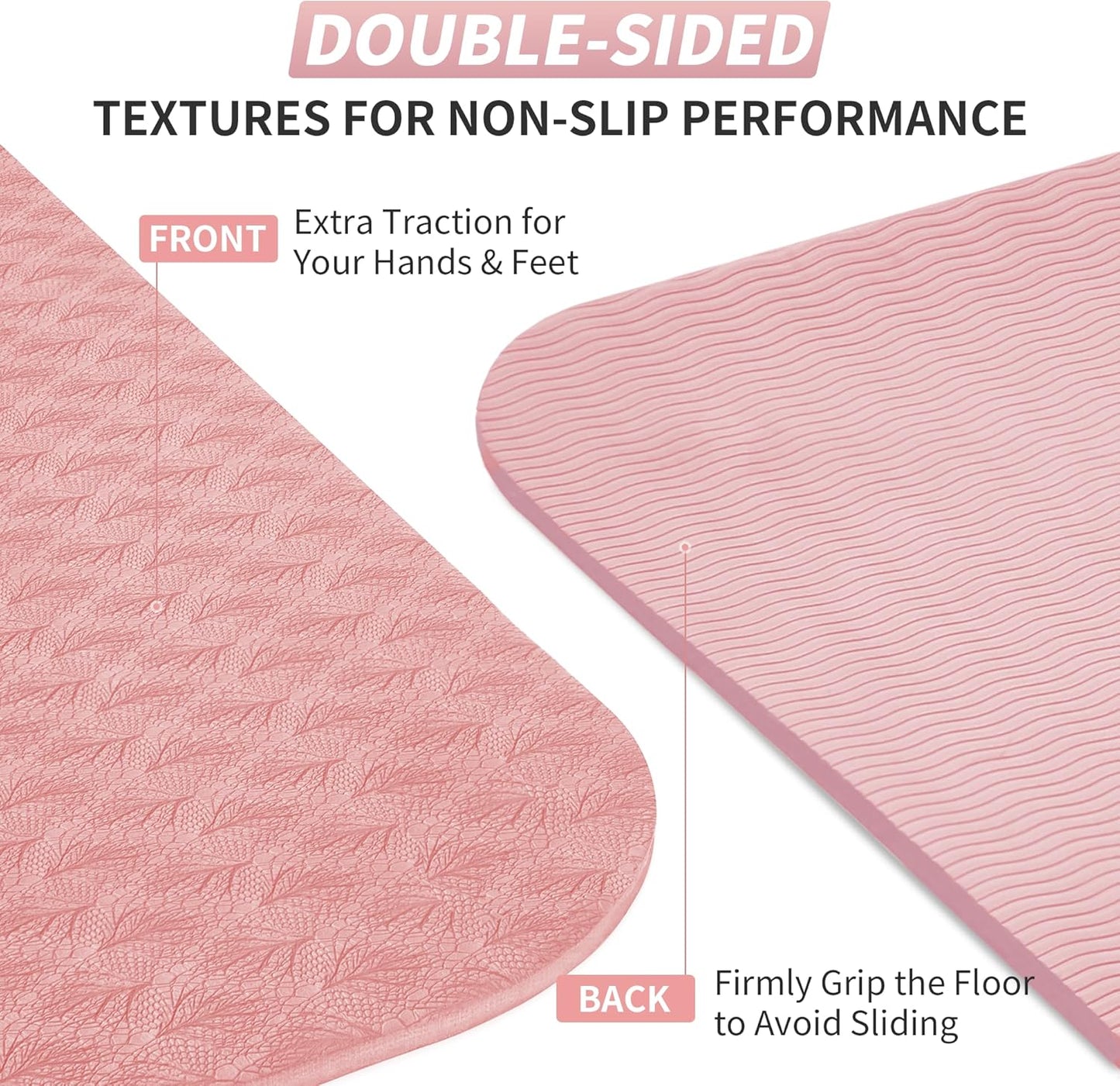 CAMBIVO Yoga Mat for Women Men Kids, 1/3 & 1/4 & 2/5 Inch Extra Thick Yoga Mat Non Slip, 72" x 24" TPE Yoga Mats, Workout Mat with Carrying Strap for Yoga, Pilates and Floor Exercises