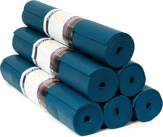Sunshine Yoga Voyage Yoga Mat, 6 Pack, 72" x 24" Professional Studio and Gym Bulk Yoga Mats, 5mm Thick, Durable, Anti-Tear, Non Slip Fitness and Exercise Mats
