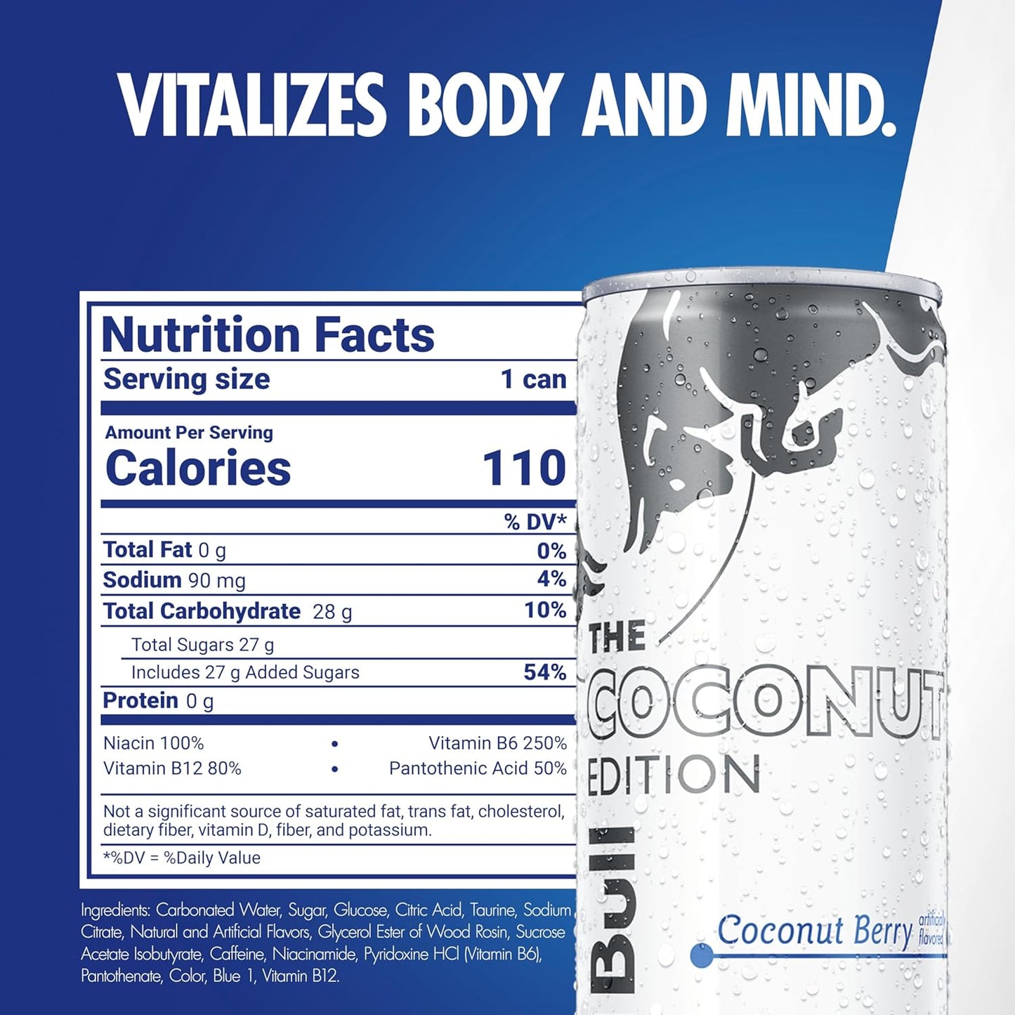 Red Bull Coconut Edition Energy Drink, Coconut Berry, with 80mg Caffeine plus Taurine & B Vitamins, 8.4 Fl Oz, Pack of 24 Cans