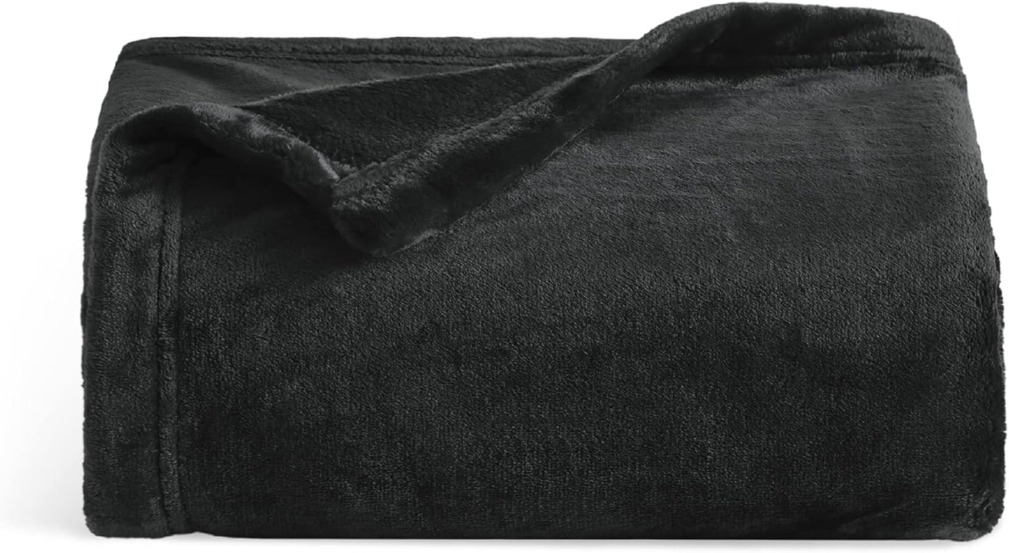 Bedsure Twin XL Fleece Blanket Dorm Bedding - Lightweight Soft Cozy Blankets for Bed, Sofa, Couch, Travel, Camping, Black, 66"x90"