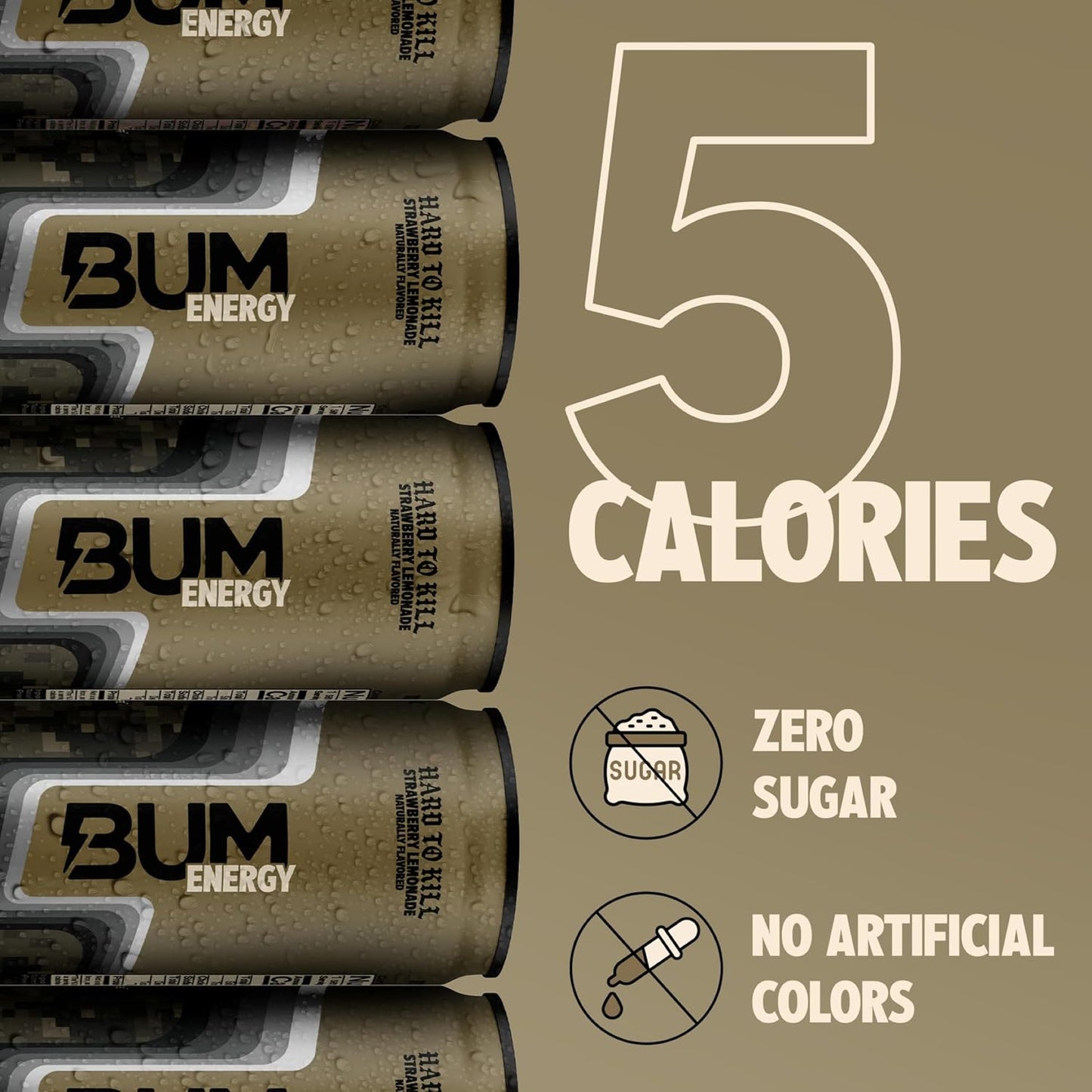 BUM Sugar-Free Energy Drink, Strawberry Lemonade - Lightly Carbonated & No Artificial Colors, Natural Caffeine & Citicoline for Energy, Focus, Brain Boost & Workout Sports Beverage - 12 oz, Pack of 12