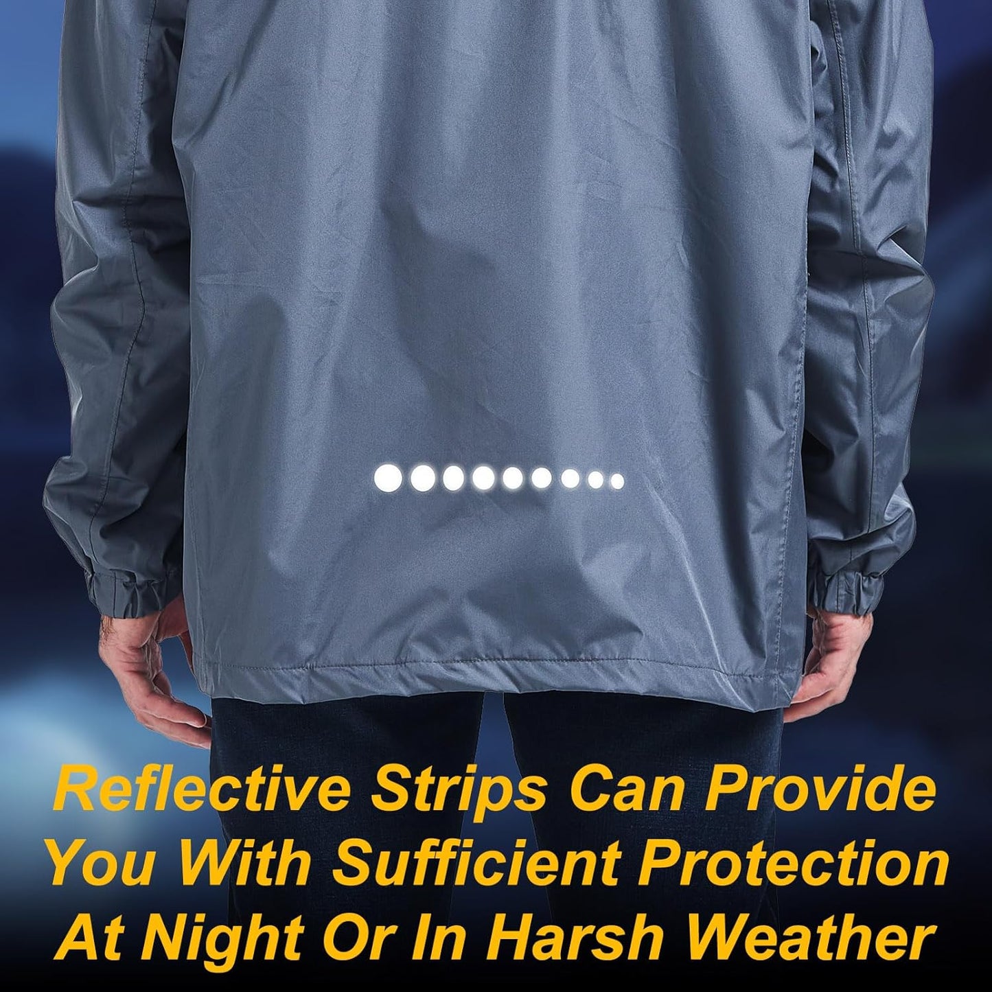 Men's Packable Rain Jacket Waterproof Outdoor Classic Lightweight Raincoat Hooded Windbreaker