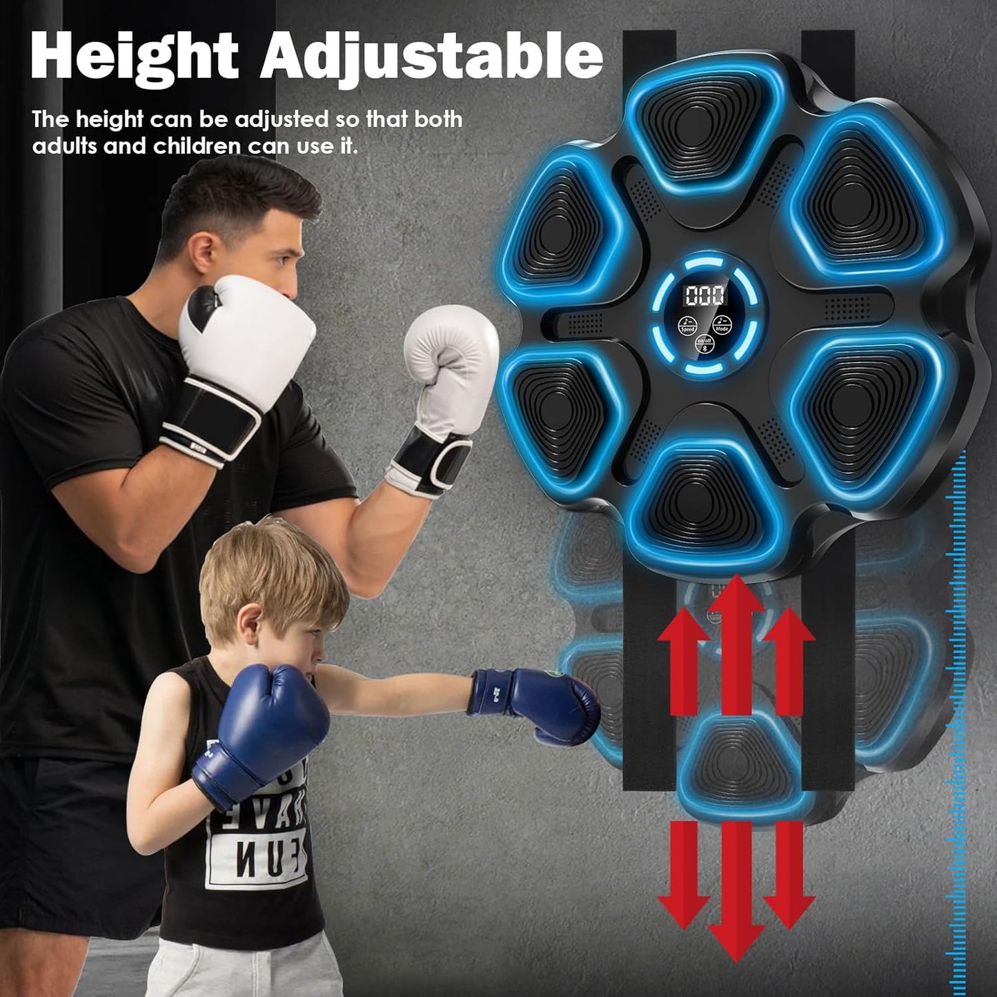 Music Boxing Machine, Large Size Music Punching Machine for Adults Kids, Interactive Boxing Target Wall Mounted with Gloves, Gift for Men