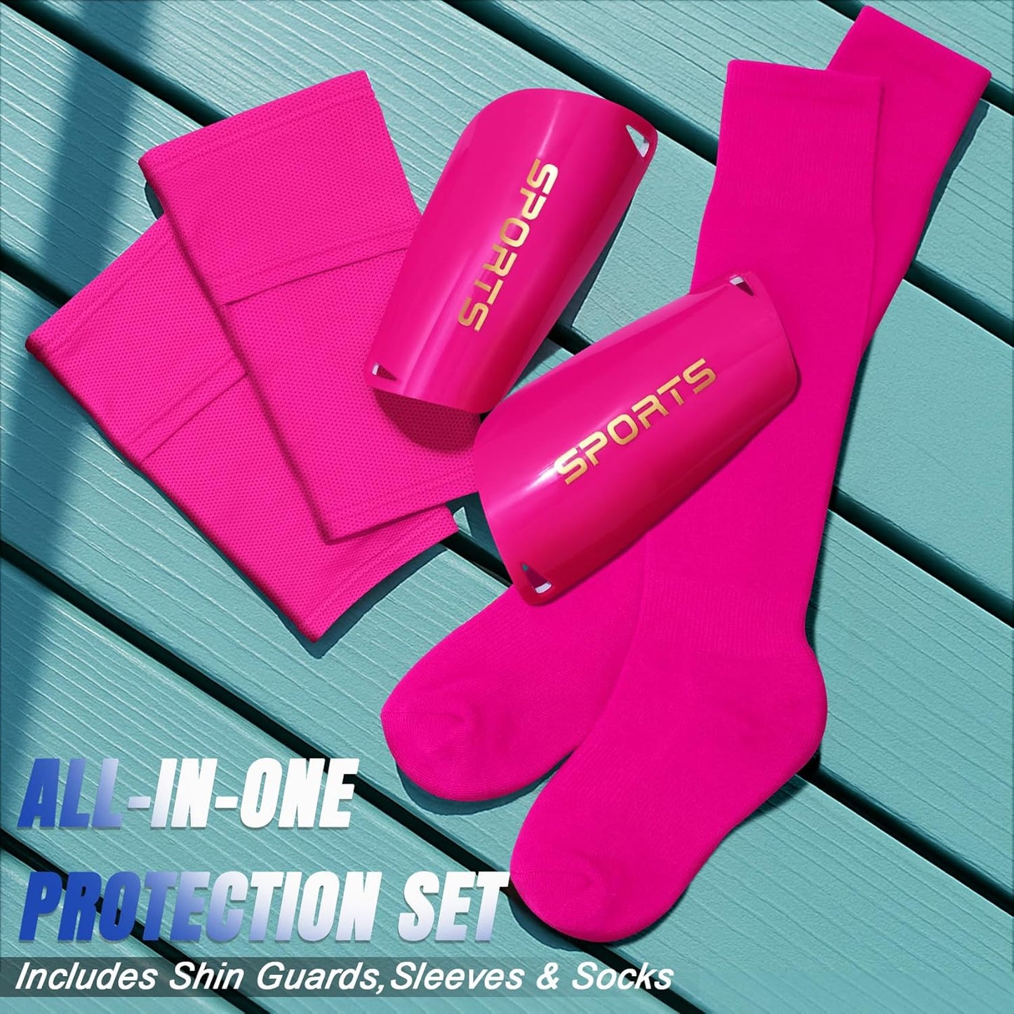 XZQTIVE Soccer Shin Guards with Shin Sleeves and Soccer Socks, Football Shin Pads Set for Kids Youth and Adult