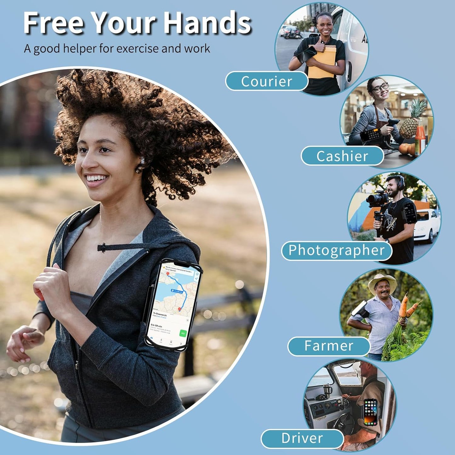 Running Armband 360°Rotatable for Phone Holder,Upgrade Anti-Drop Forearm Phone Armband for iPhone 16/15/14/Pro/Mini/12/11/SE/XR XS,Fits All 4-6.5 Inch Smartphones (ArmBlack)