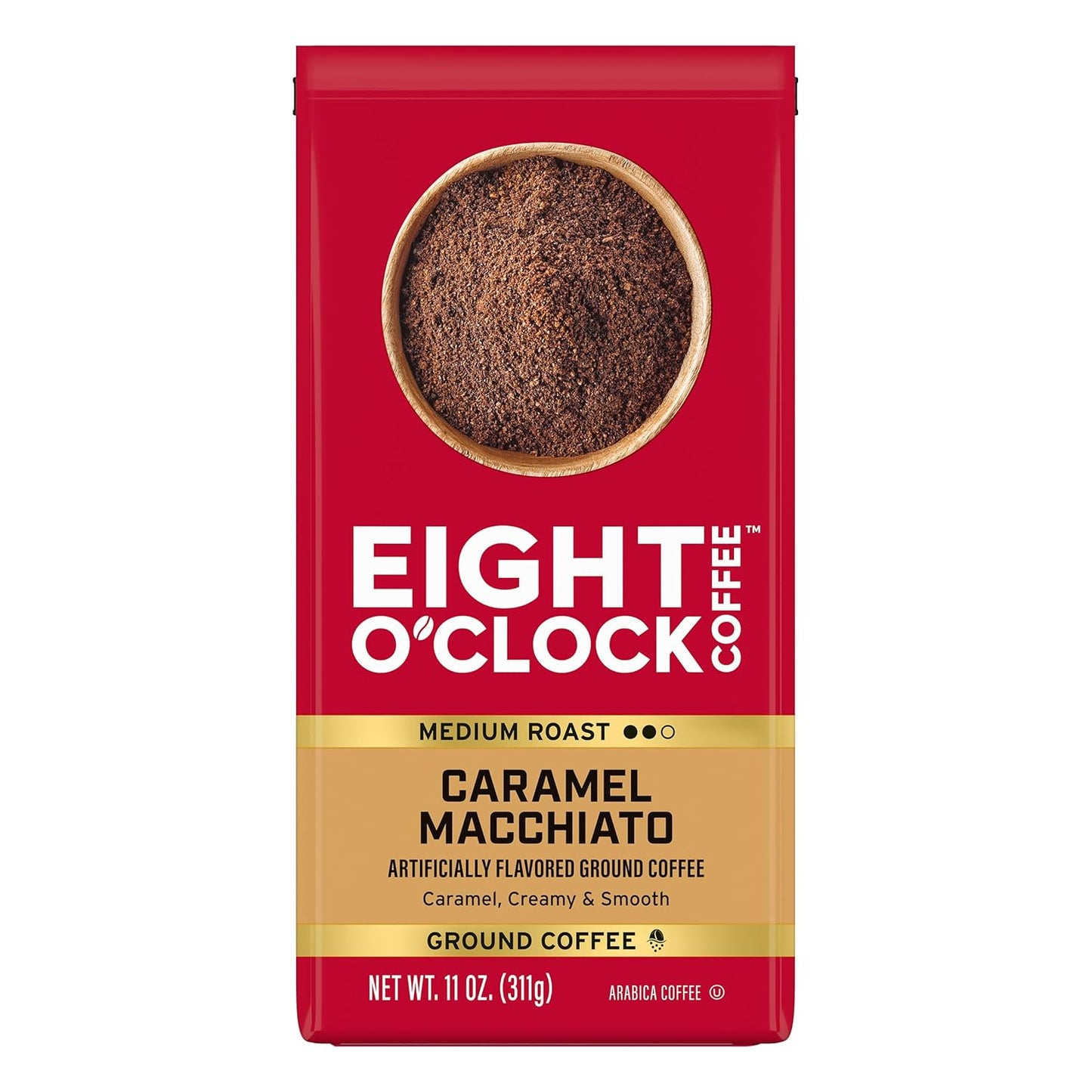 Eight O'Clock Coffee Caramel Macchiato Ground Coffee, Medium Roast, 11 Ounce (Pack of 1) - Caramel, Creamy, Smooth