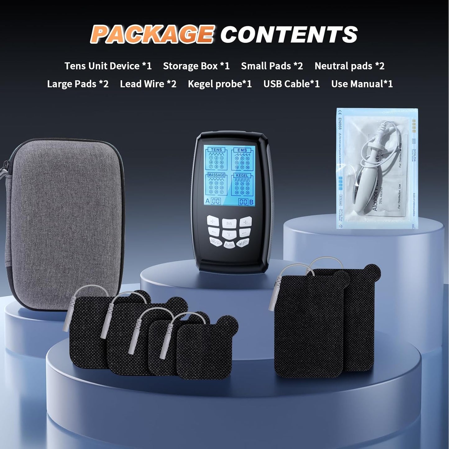 TENS Unit Muscle Stimulator and EMS Pelvic Floor Muscle Exercise. Multifunctional Impulses to Pain Relief for Muscle,Joints and Muscle Strengthening Training.Specialized Storage Gift Box.(DJE2A0)