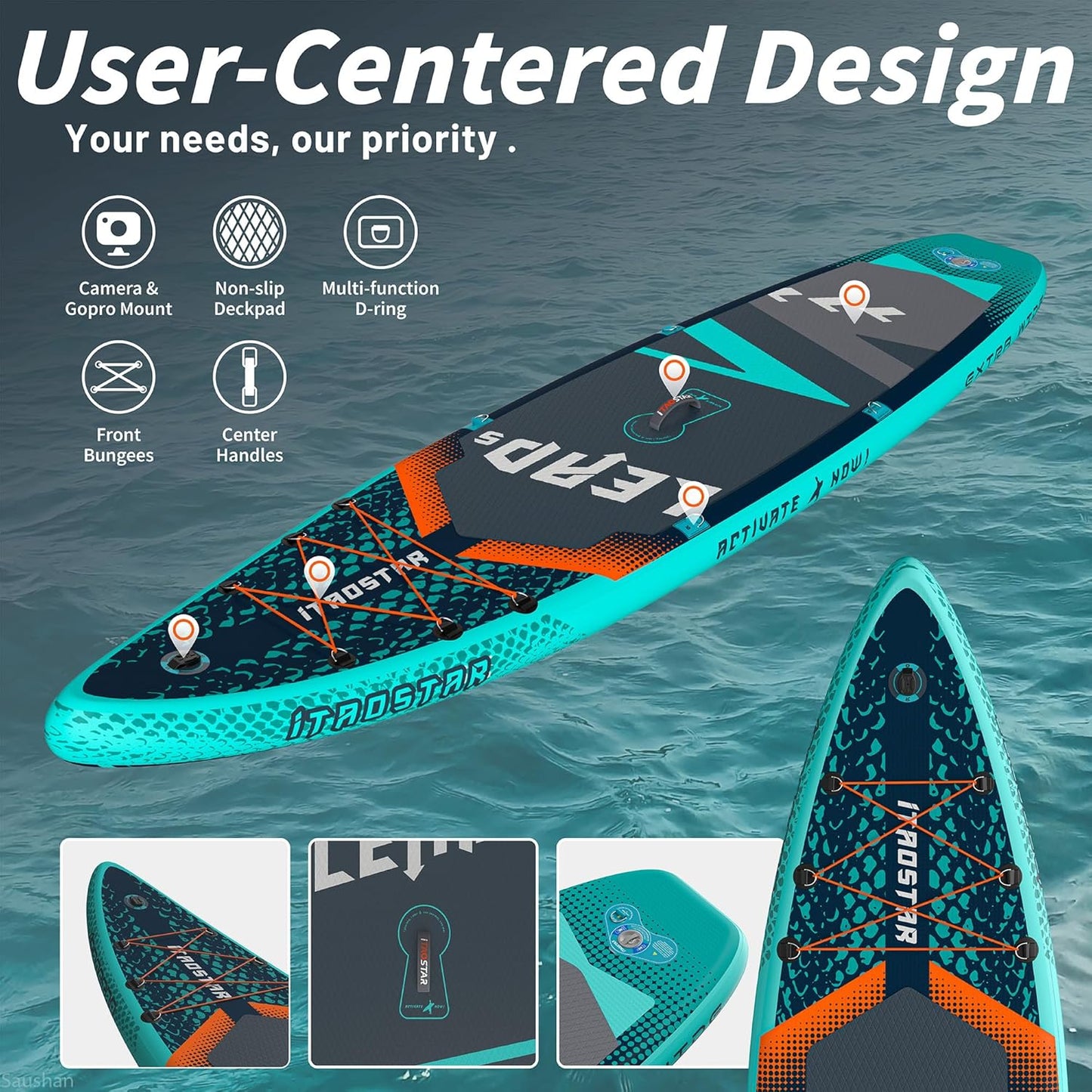 Lead 11‘ x 33" / 12’×35" Inflatable Stand Up Paddle Board - Premium SUP Board Kit - Ultra Stable Paddleboard for Adults & Youth - All Skill Levels - for Lakes, Oceans