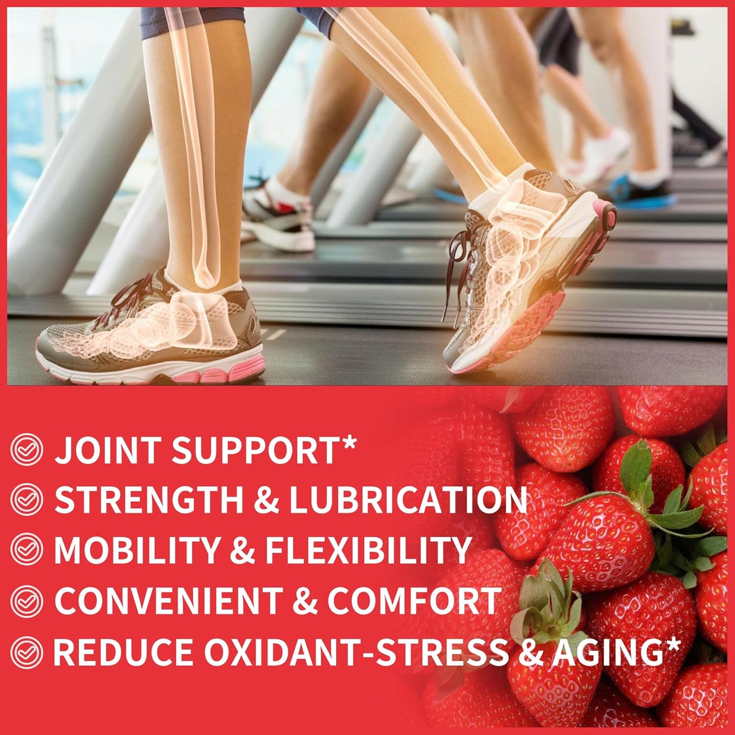 Glucosamine Chondroitin Gummies with MSM & Elderberry Extra Strength - Joint Support, Antioxidant Immune Support Supplement for Adults, Men & Women.(2 Pack) Strawberry