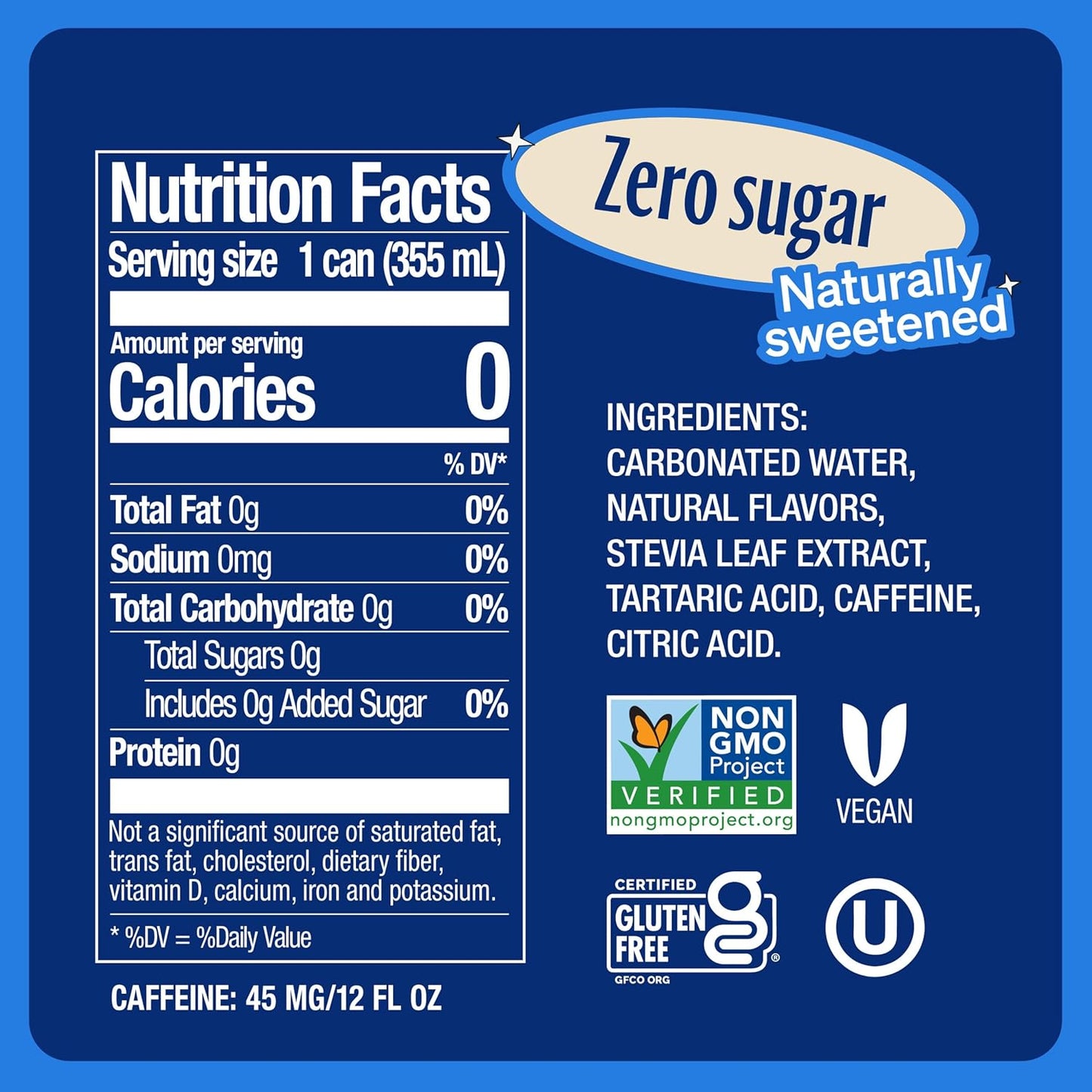 Zevia Zero Sugar Soda, Vanilla Cola, 12 oz Cans (24-Pack) – Naturally Sweetened, Non-GMO Project Verified, Gluten-Free, Vegan