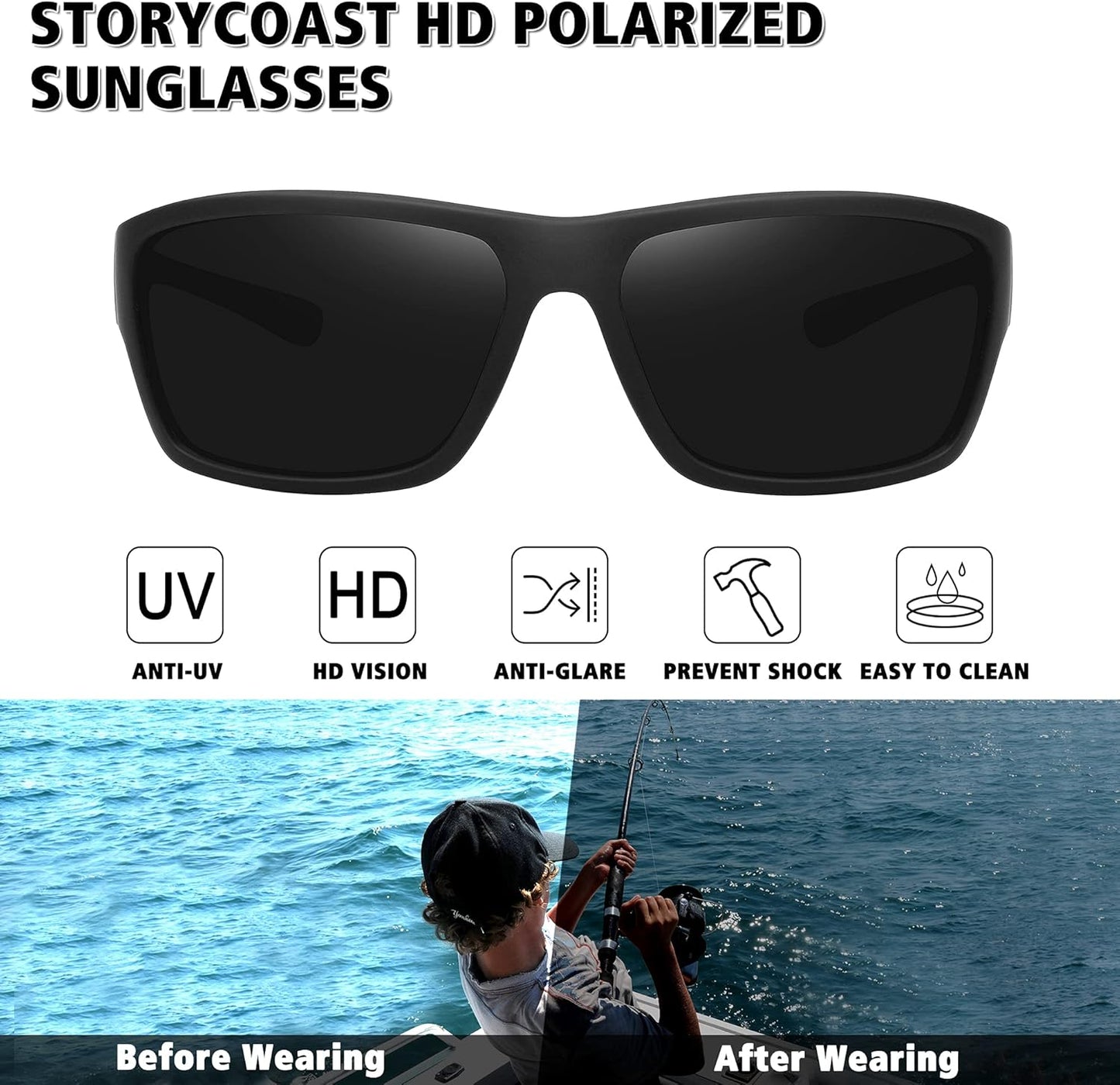 STORYCOAST Polarized Sports Sunglasses for Men Women Unbreakable Frame Cycling Fishing Driving