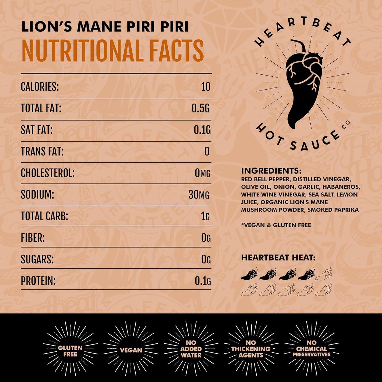 Heartbeat Hot Sauce Co. | Lion's Mane Piri Piri, 6 oz.