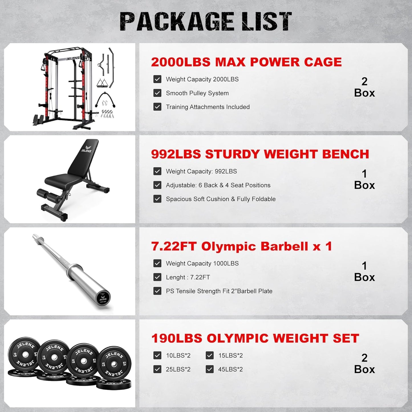 Power Cage, 2000LBS Multi-Function C21 Power Rack with Dual Pulley Cable Crossover System, All-in-One Squat Rack with More Training Attachments