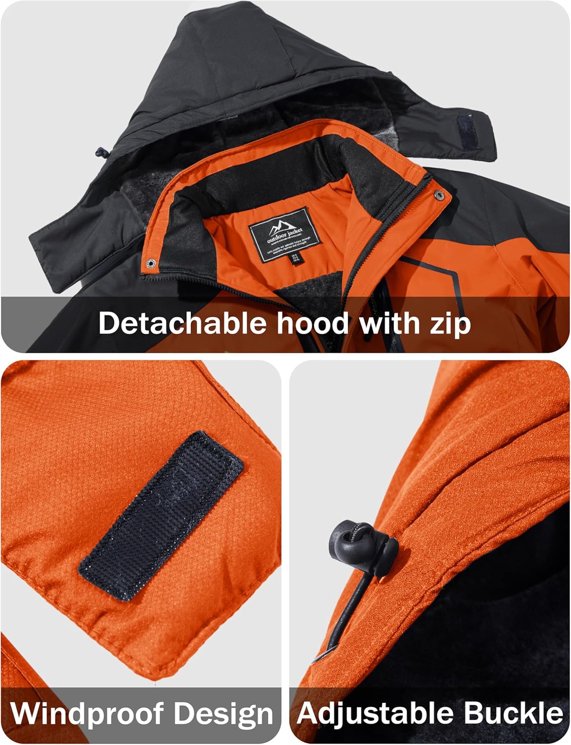 MAGCOMSEN Men's Winter Coats Water Resistant Ski Snow Jacket Warm Fleece Jacket Parka Raincoats With Multi-Pockets