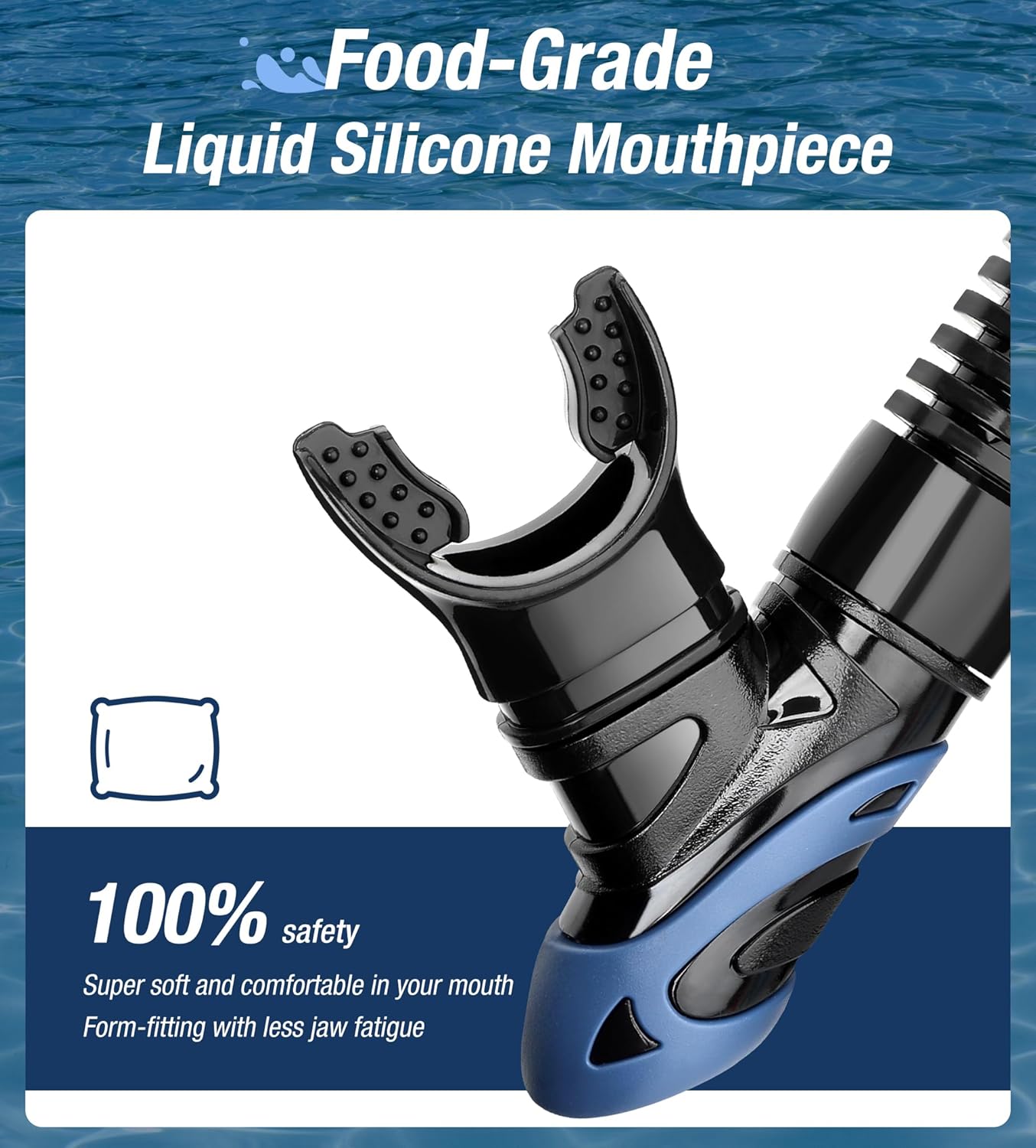 Aegend Dry Snorkel, Dive Mask Easy-Breath Free Diving Snorkel for Snorkeling Scuba Diving Freediving Swimming, with Top Dry Valve and Food-Grade Silicone Mouthpiece