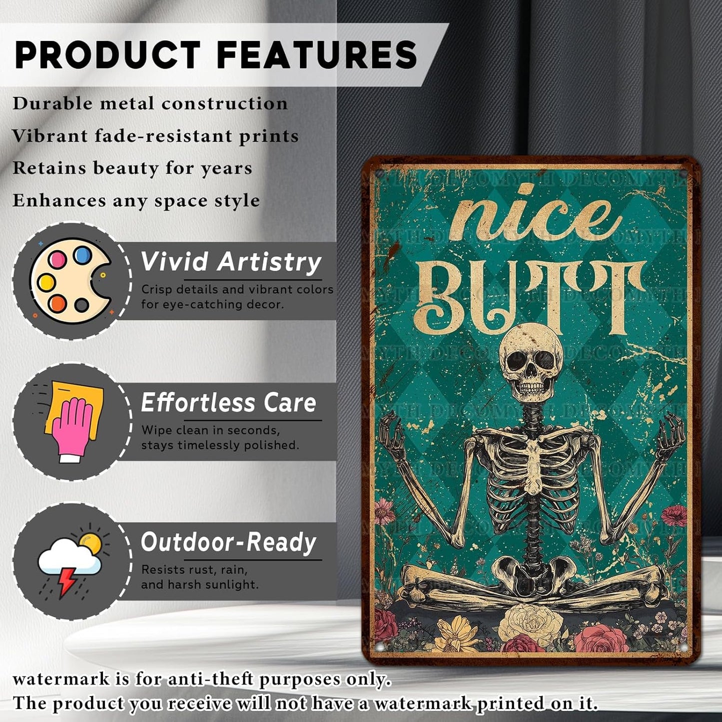 Skeleton Decor Tin Sign Retro Funny Skeleton Metal Sign for Bedroom Cafe Home Coffee Kitchen Bathroom Funny Wall Decor Art 12 * 8inch