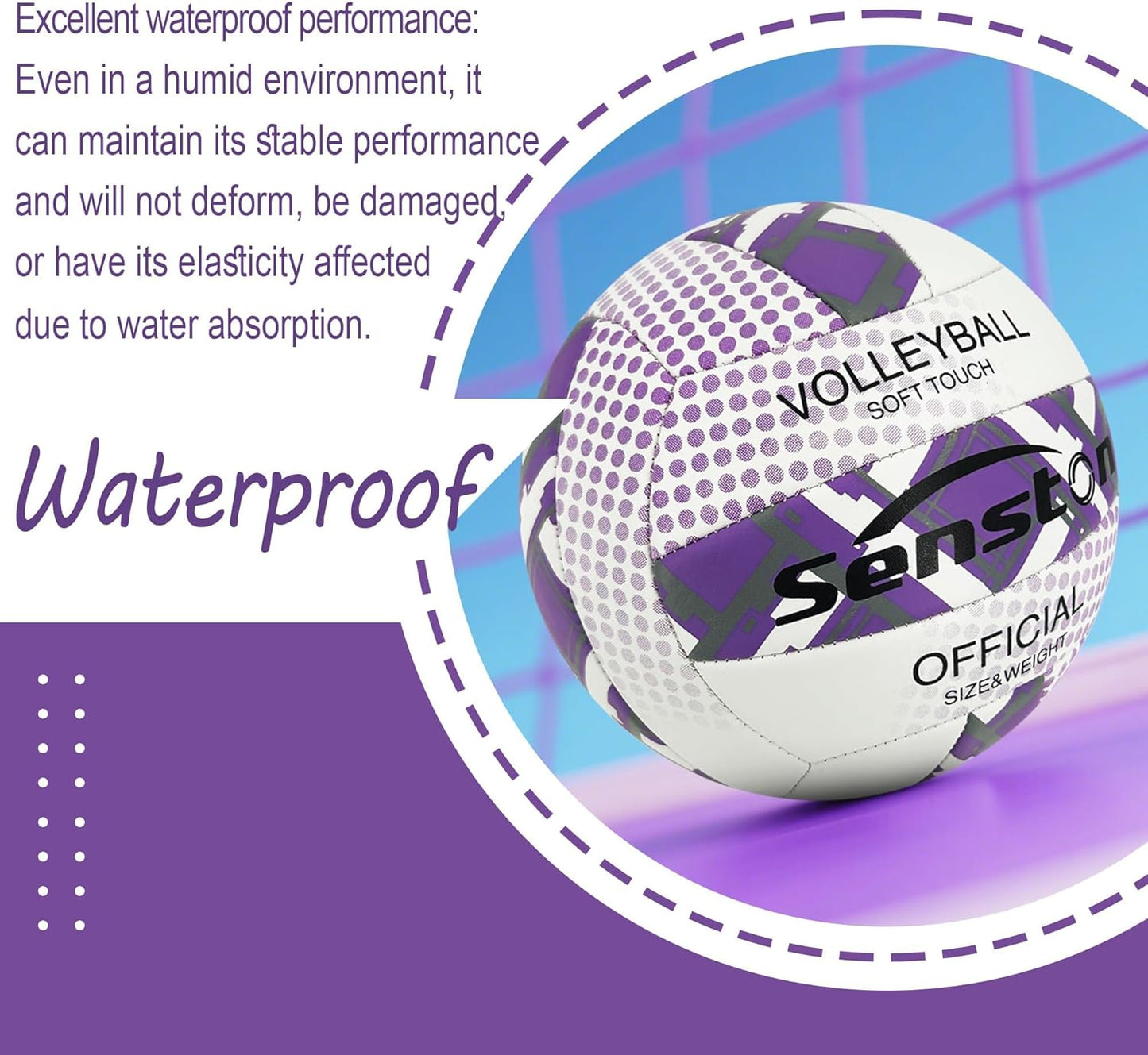 Senston Premium PVC Volleyball Size 5 – Indoor/Outdoor Volleyball, All-Weather Durable Design for Training, Practice & Beach Games (Meets Official Size Standards)