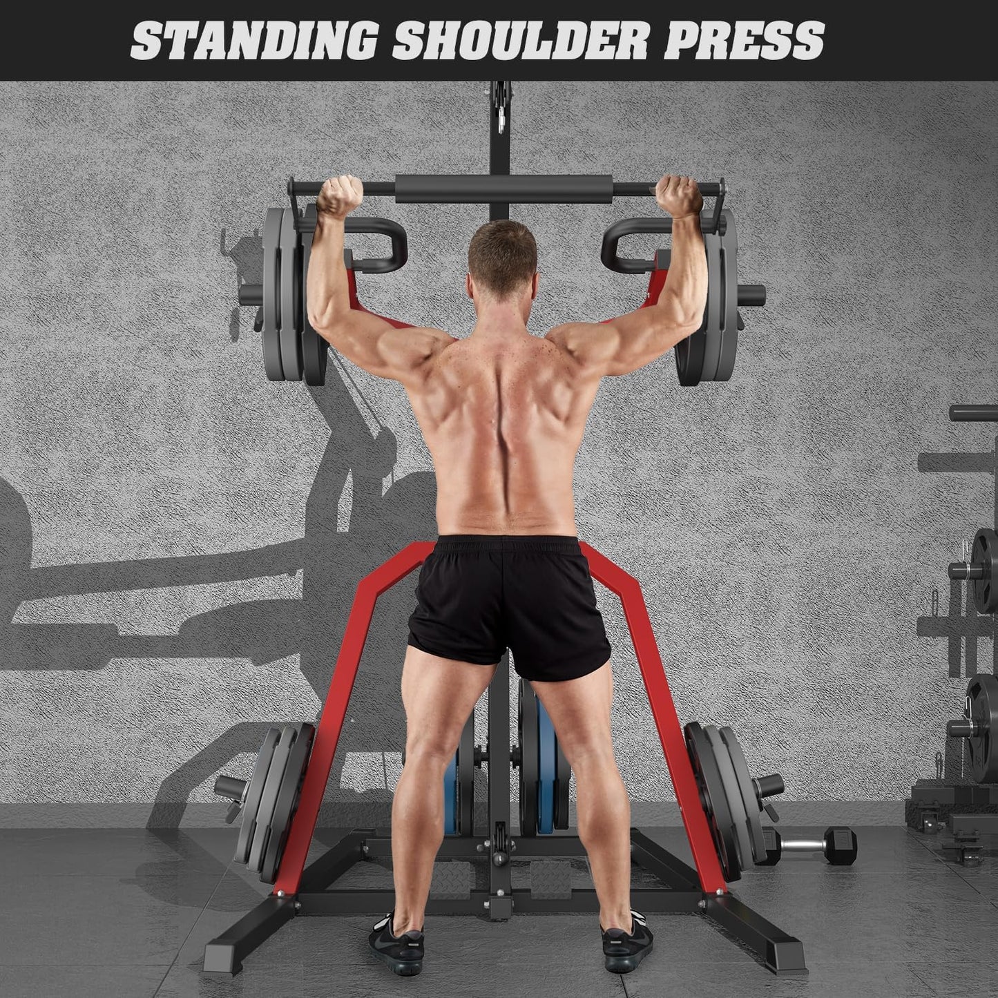 DONOW Leverage Gym Power Rack Squat Rack Lever Gym with LAT Low Row System Home Gym System Workout Station 2:1 Ratio (Without Weight Plates)