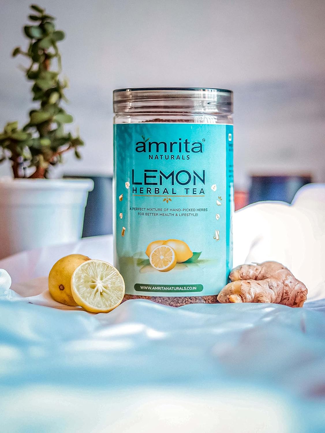 Amrita Naturals Refreshing Lemon Instant Herbal Tea – 1.10 lb (500g) | Pack of 2 | Natural & Caffeine-Free | Quick & Flavorful Lemon Beverage | Great for Hot or Iced Tea Anytime