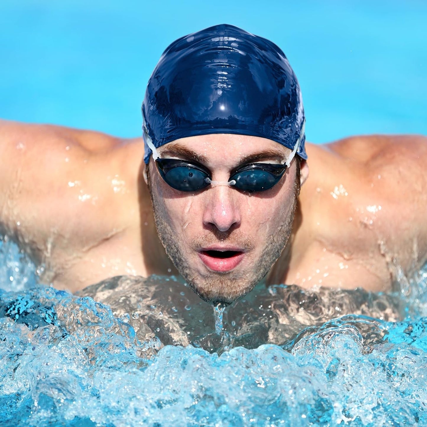 Syhood 6 Pieces Unisex Adult Silicone Swim Cap Waterproof Swimming Hat Non Slip Pool Hat Elastic Silicone Cap for Long and Short Hair