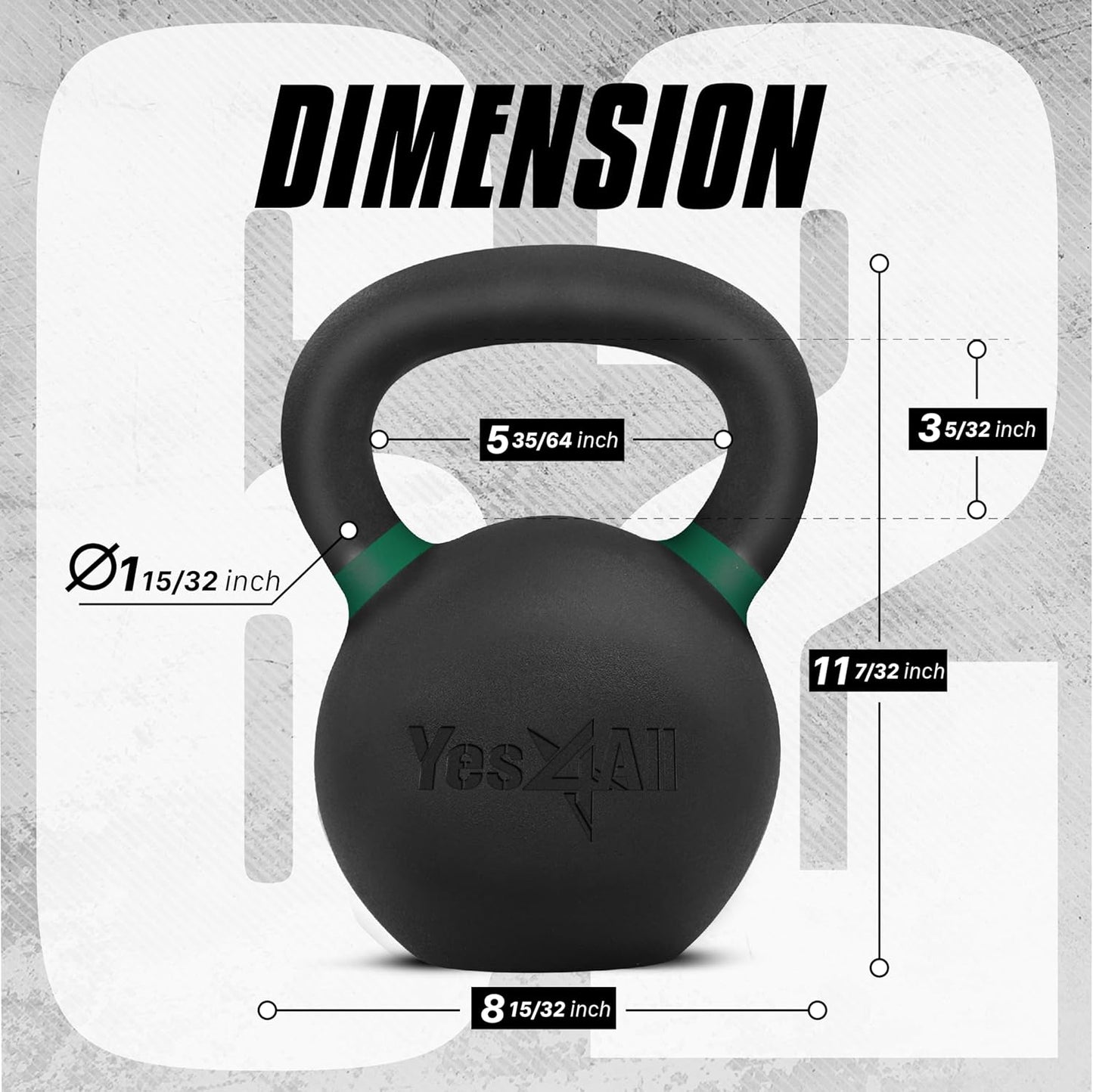 Yes4All Powder Coated Cast Iron Kettlebell Strength Training Kettlebells Weight Set for Full Body Workout, Home Gym