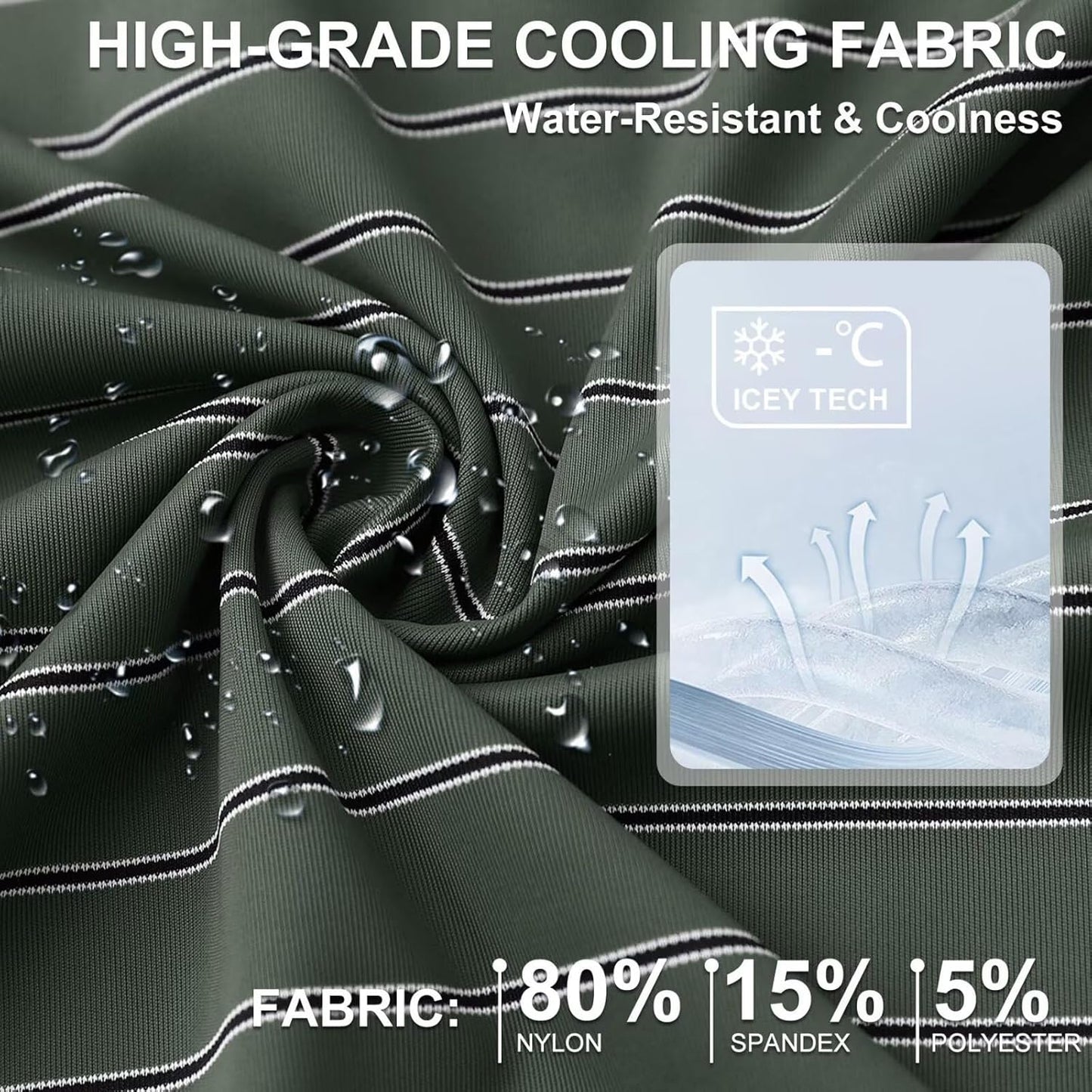 M MAELREG Mens Striped Golf Shirts Short Sleeve Silk-Like Touch Water-Resistant Breathable Soft Collared Polo Shirts for Men