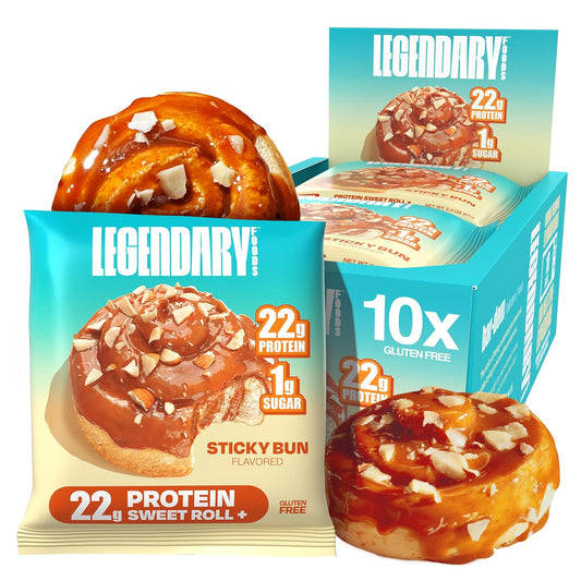 Legendary Foods 22g Protein Sweet Roll – Premium High Protein Snack Cakes, Low Carb Meal Replacement, Gluten Free & Keto Friendly Rolls, No Added Sugar, Diabetic Friendly – 10-Pack