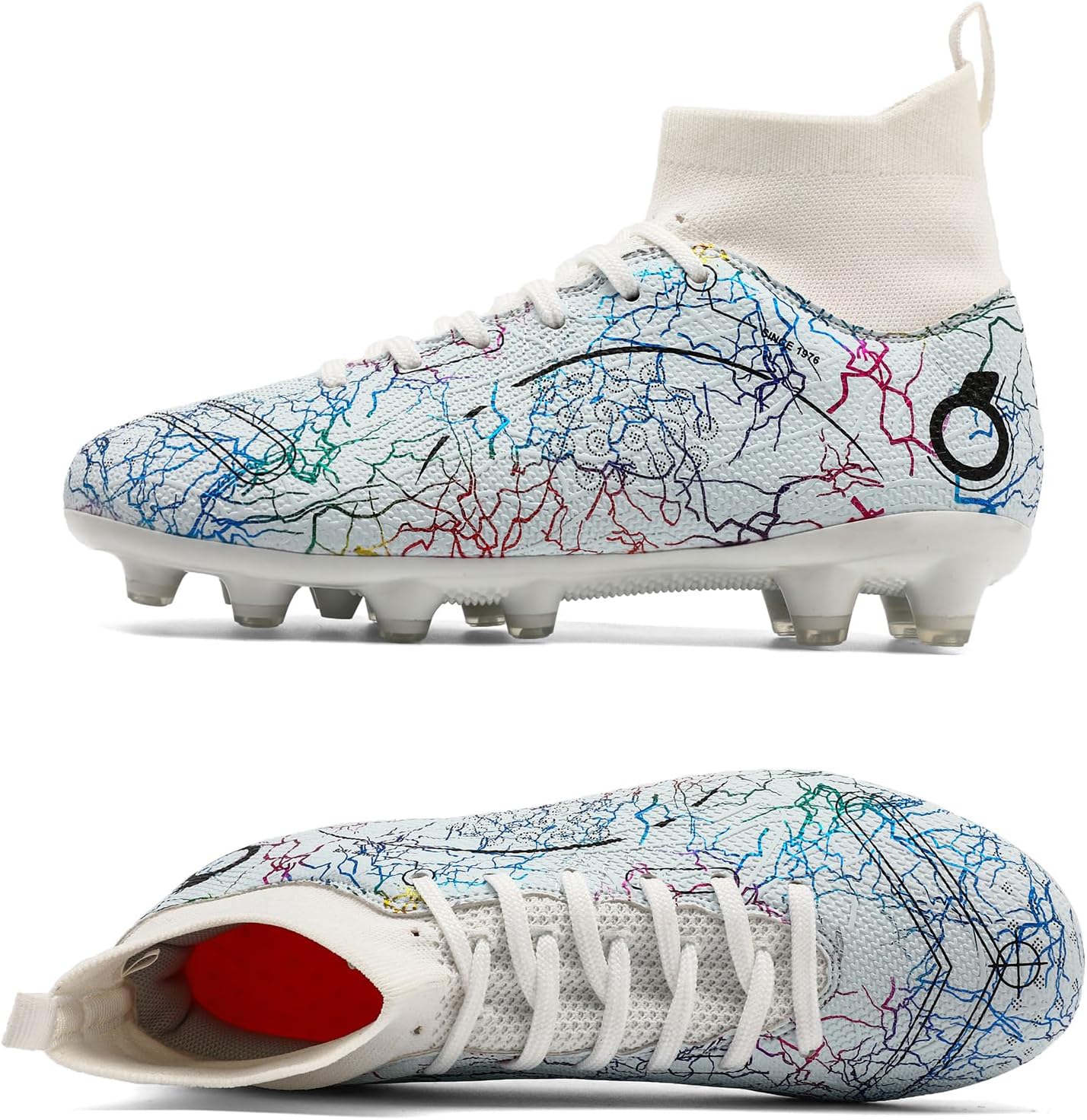 Boys' Soccer Shoes Kids Firm Ground Soccer Cleats Girls Athletic Sneakers Outdoor Turf Football Shoes for Little/Big Kid