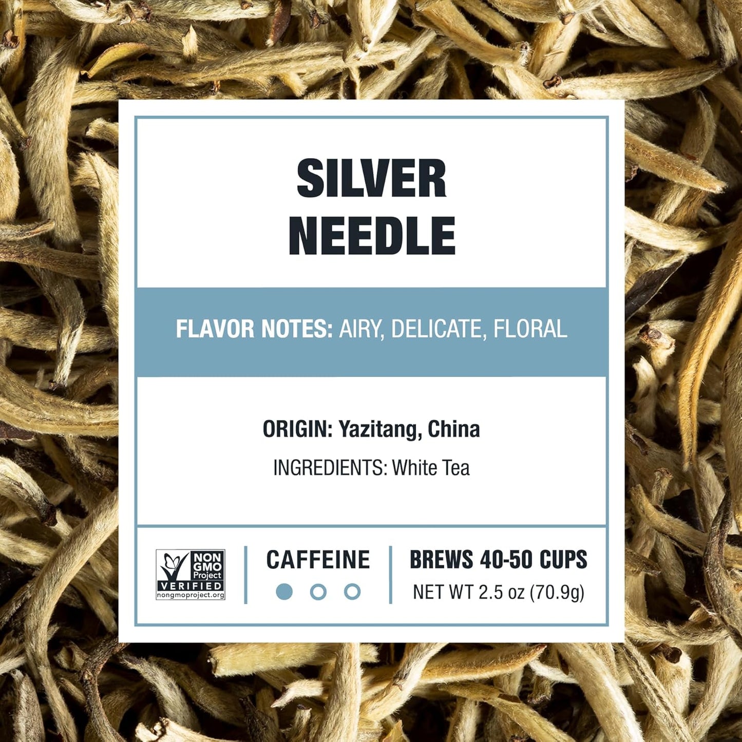 Tiesta Tea Silver Needle White Tea – Premium Loose Leaf, Single-Origin from China | Pure Unblended Low-Caffeine Tea | Hot or Cold Brew | 2.5oz Refillable Tin | Brews 50 Cups