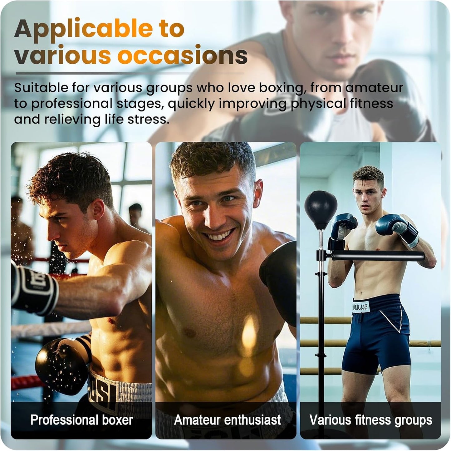 INNOLIFE Boxing Bar Height Adjustable Spinning Bar with Punching Bag Boxing Speed Trainer for Home Gym