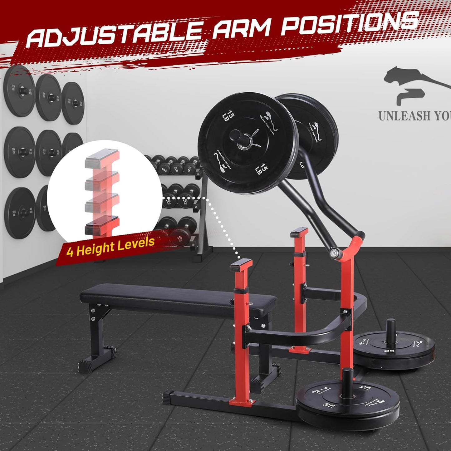 Chest Press Machine, Weight Bench Press Machine, Adjustable Flat Incline Bench with Independent Converging Arms, Multifunctional Bench Press Rack for Home Gym Equipment