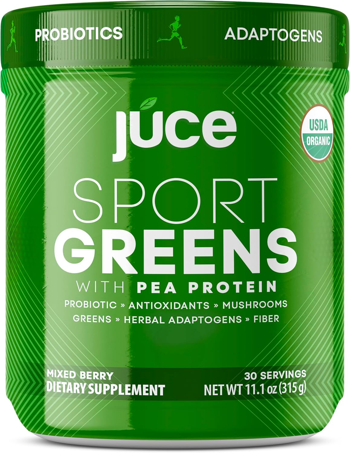 Juce SG7 Sport Greens Powder Supplement | Organic Plant Based Protein | Green Juice Powder | Probiotics | Mushrooms | Mixed Berry Flavor | 30 Servings | By Terra Kai Organics