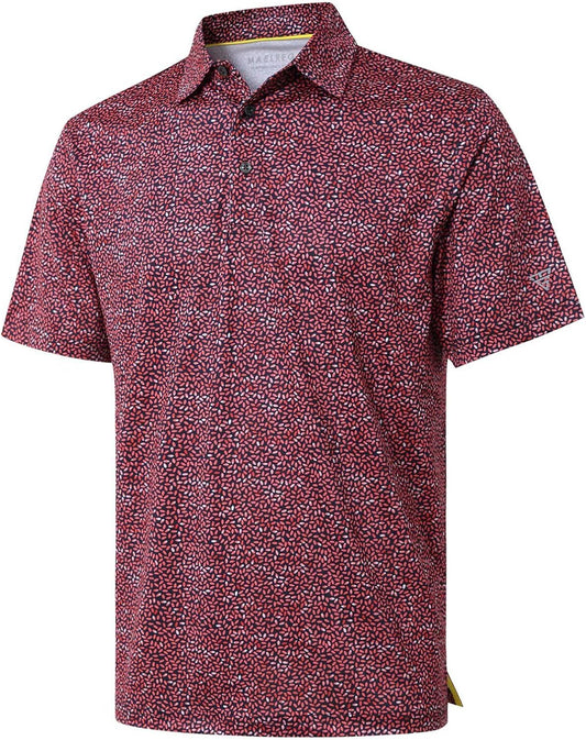 Men's Golf Polo Shirts Short Sleeve Striped Performance Moisture Wicking Dry Fit Golf Shirts for Men