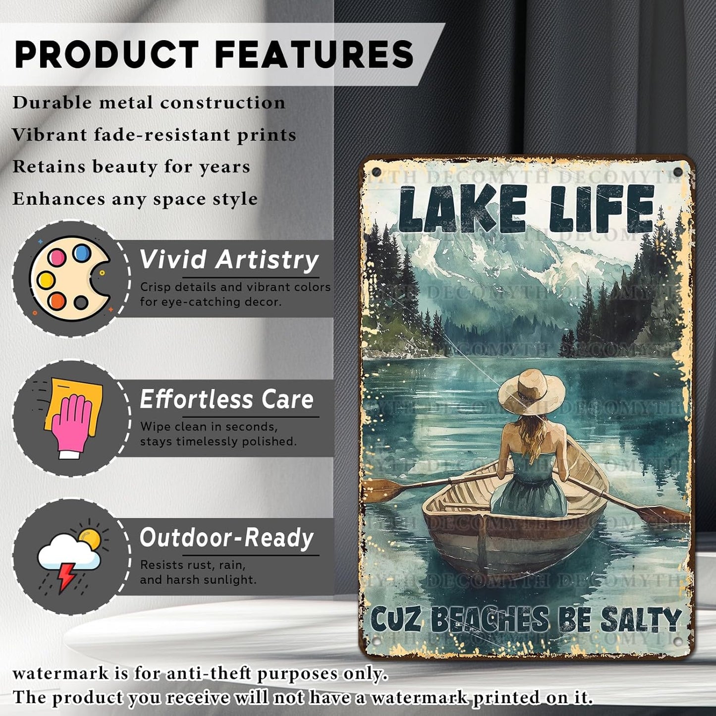 Vintage Lakehouse Tin Sign Lake Life Cuz Beaches Be Salty Retro Wall Decor Nostalgic Art Funny Metal Poster Indoor Store Cafe Toilet Kitchen Garden Plaque Bar Pubs Man cave 12 * 8inch