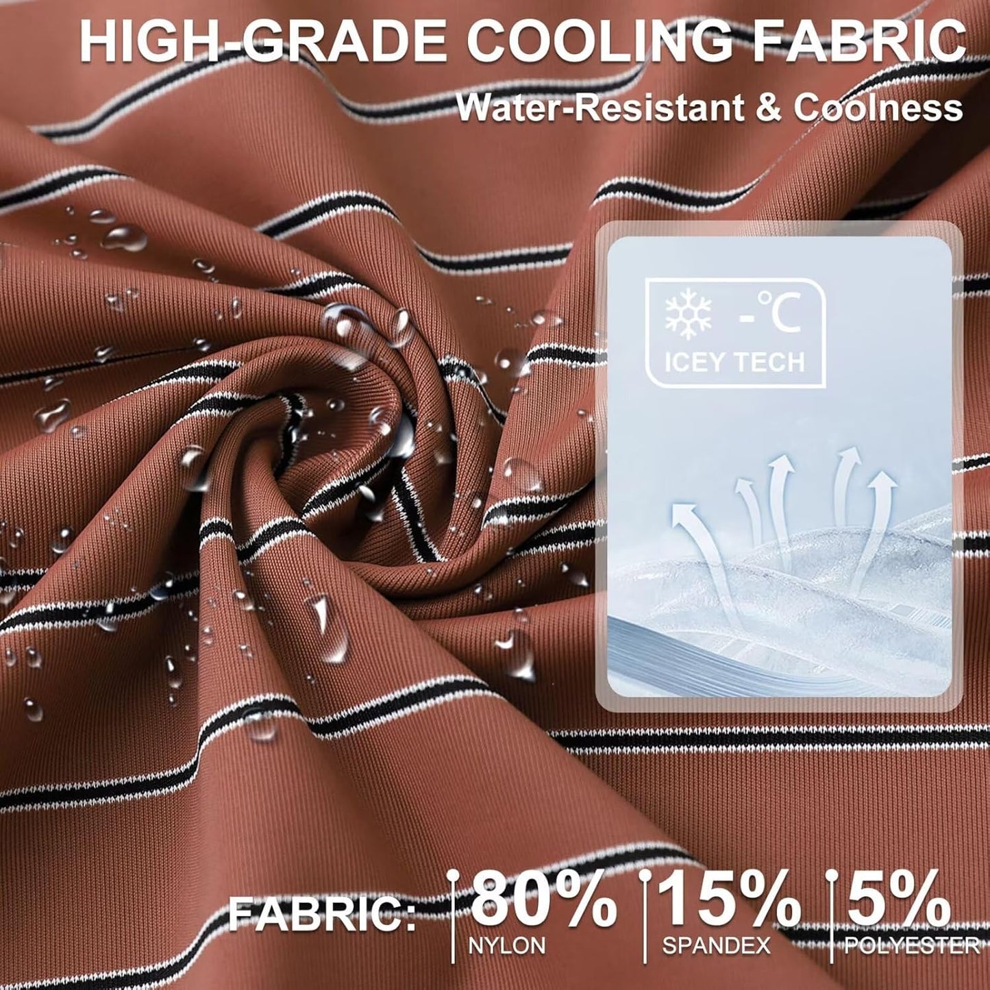 M MAELREG Mens Striped Golf Shirts Short Sleeve Silk-Like Touch Water-Resistant Breathable Soft Collared Polo Shirts for Men