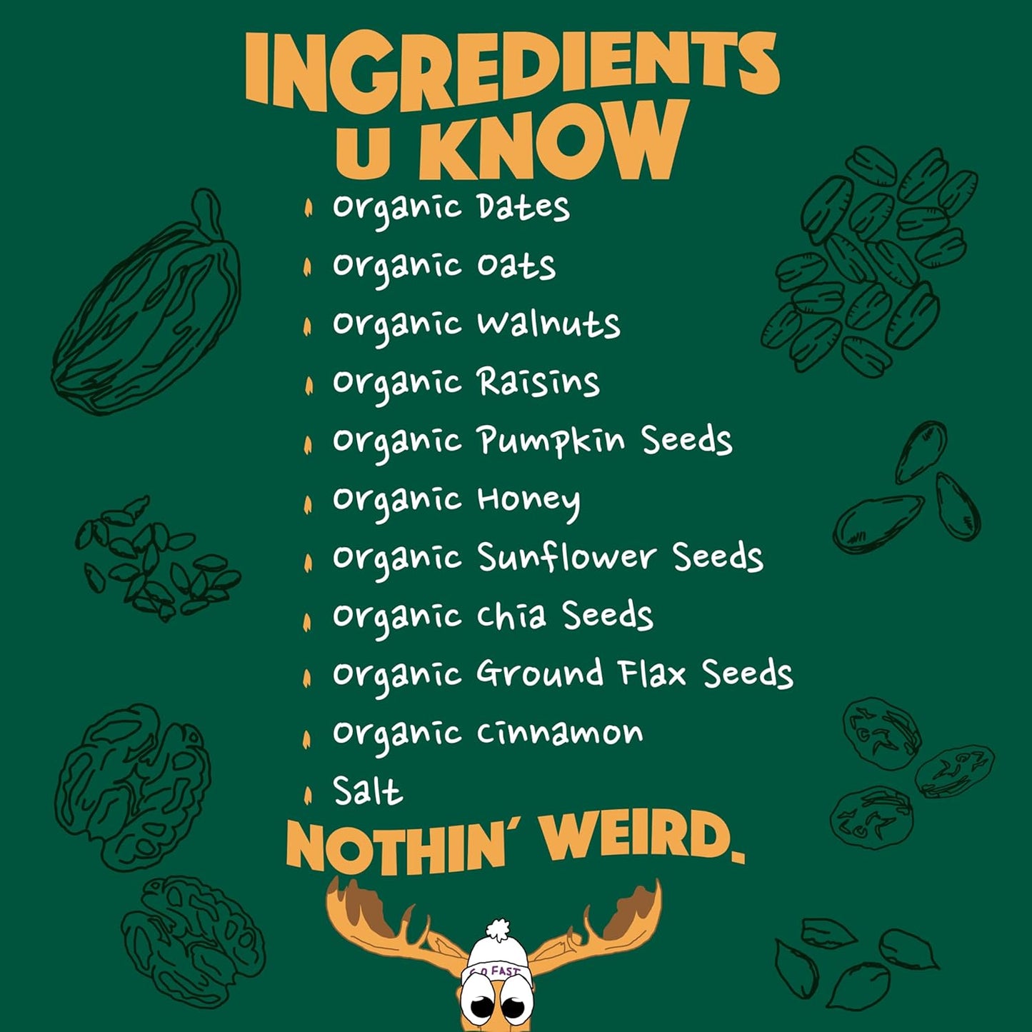 BAR-U-EAT Gluten-Free, Organic, Soft & Chewy Energy Bar. Whole Food Ingredients | Compostable Packaging | No Artificial Sugar | Healthy Snacks (Oatmeal Raisin 12 Pack)