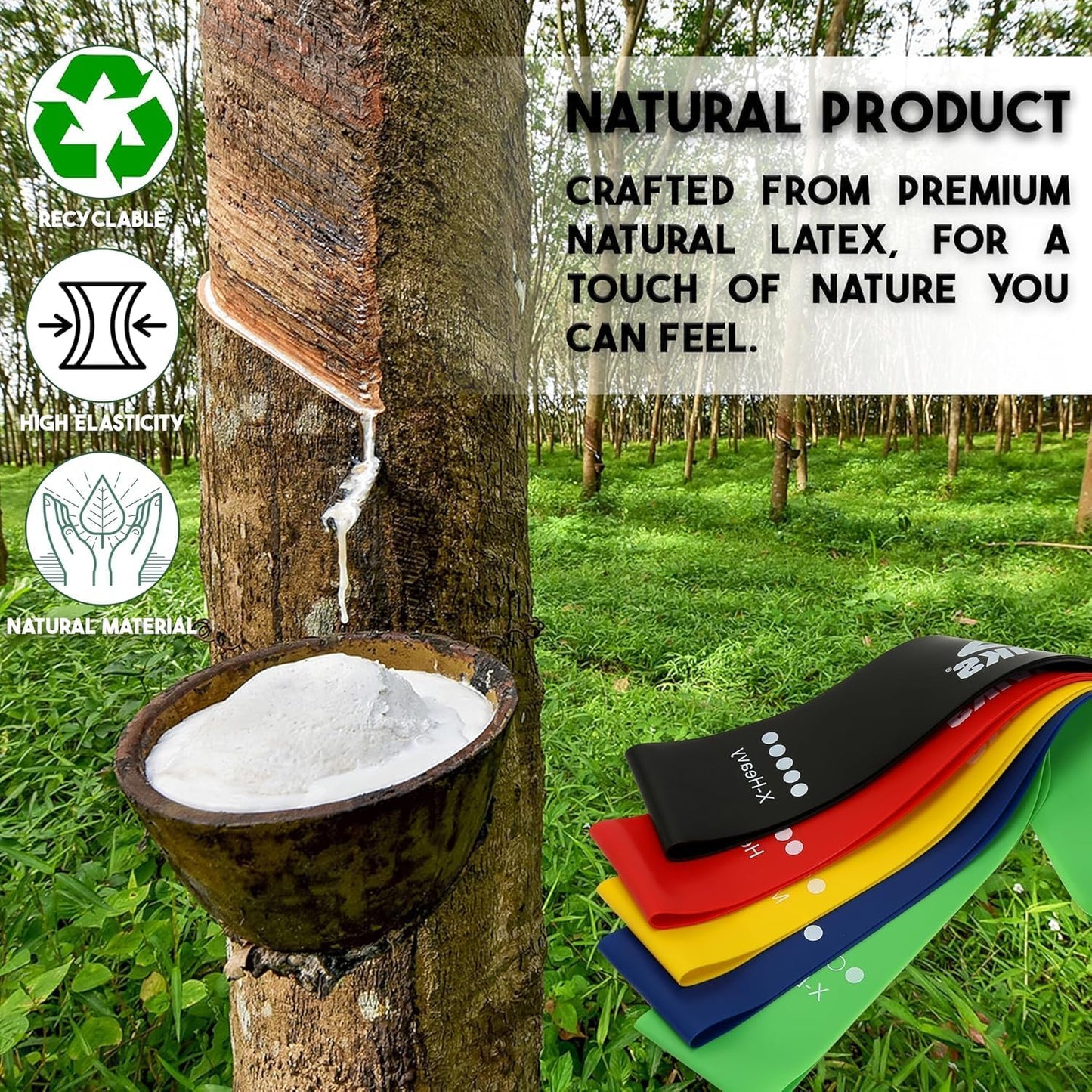 Exercise Resistance Bands for Working Out Set of 5 for Women and Men, Stretch Bands for Exercise, Physical Therapy, Arms Legs Workout, Stretching, Home Fitness