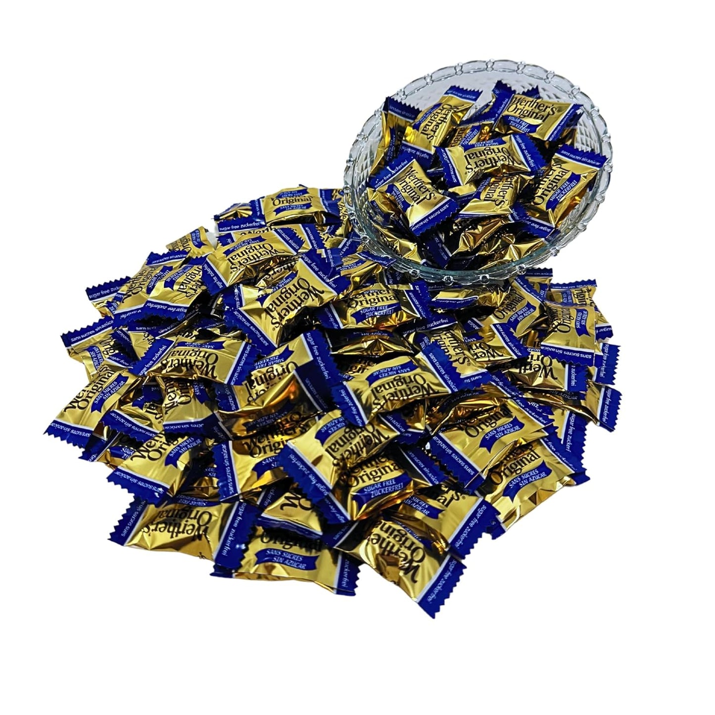 Werther's Original Premium Sugar Free Hard Creamy Caramel Candies 1-Lb Individually Wrapped Low Carbs Candy Snacks Keto And Diabetic Friendly (16-oz)