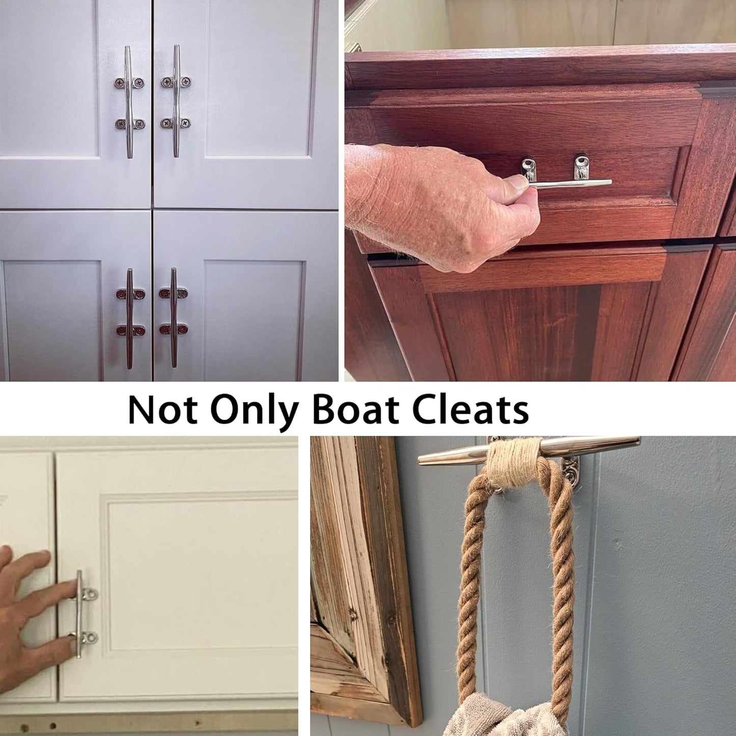 Boat Cleats 4 inch/5 inch/6 inch/8 inch Marine Dock Cleats Stainless Steel Boat Rope Cleat with Fasteners for Marine, Deck, Nautical Décor