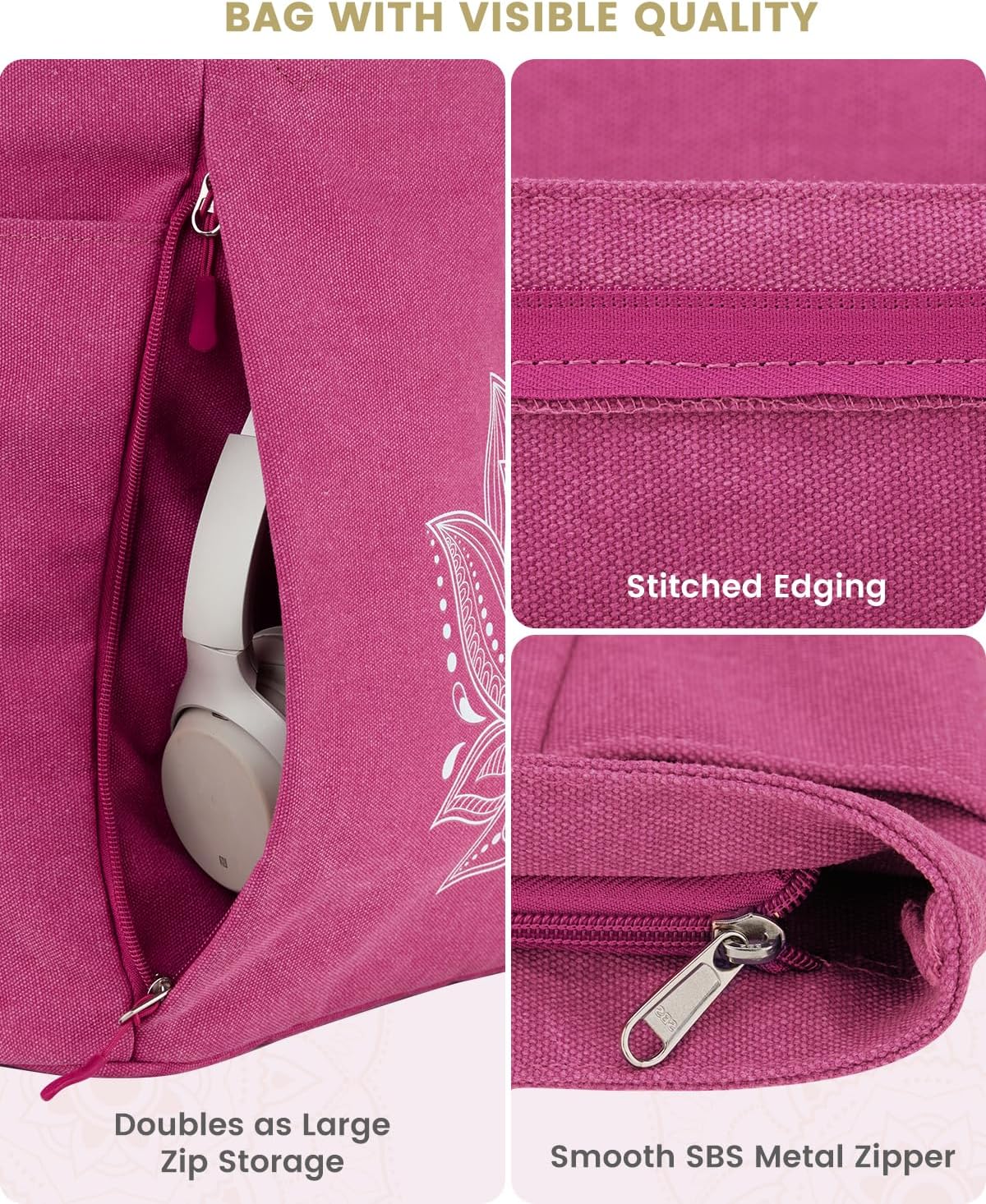 Gonex Yoga Mat Bag, Large Tote Bag with Multi Pockets for Women Men, Canvas Mat Carrier, Full Zipper Easy Access for Pilates Gym Travel