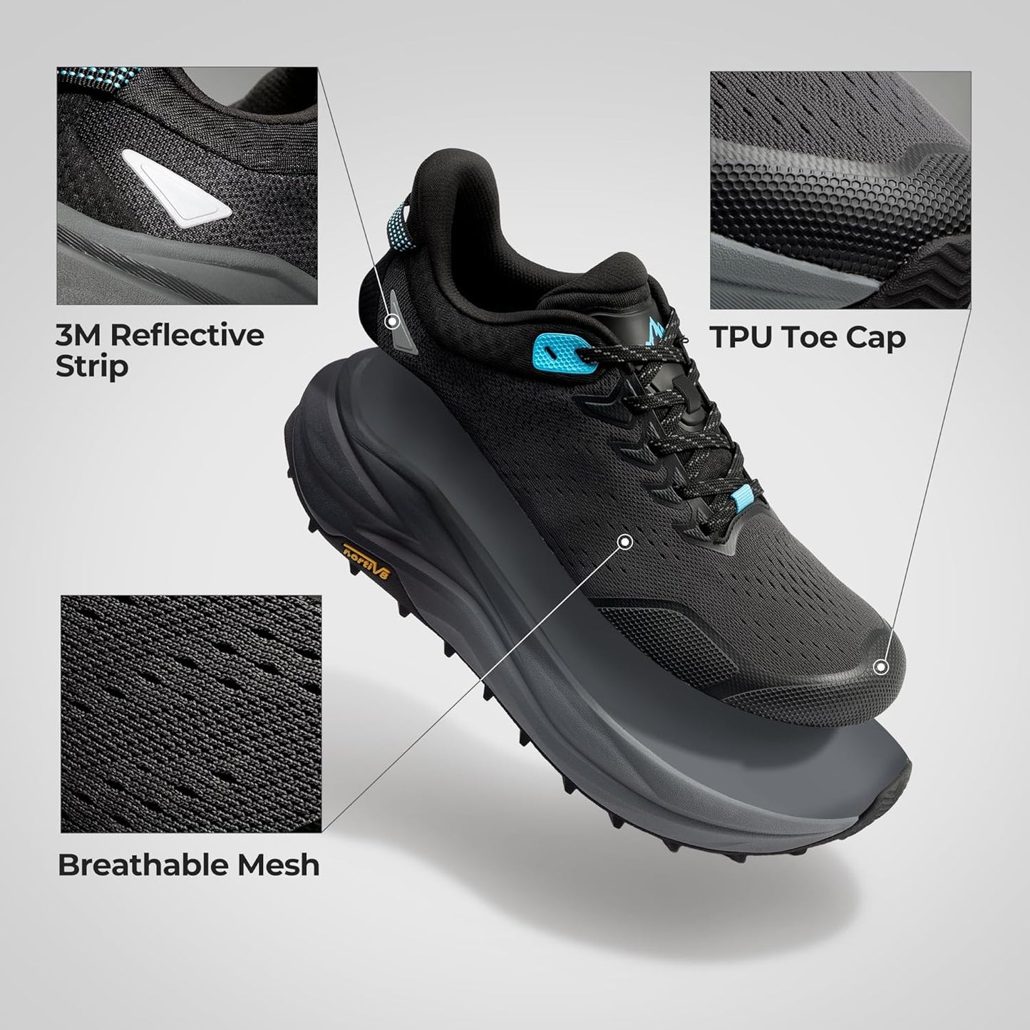 NORTIV 8 Men's Wide Toe Box Trail Running Shoes Cushion Walking Barefoot Tennis Workout Gym Cross Training Shoe Fashion Sneakers for Plantar Fasciitis Bunion
