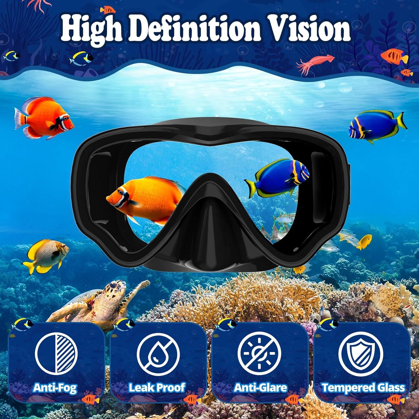 U PHITNIS Kids Snorkel Set for Age 4-14 - Dry Top Snorkeling Gear for Kids Junior & Youth - Childs Diving Mask with Big Eyes for Boys Girls - Anti-Fog Snorkeling Mask and Snorkel Set
